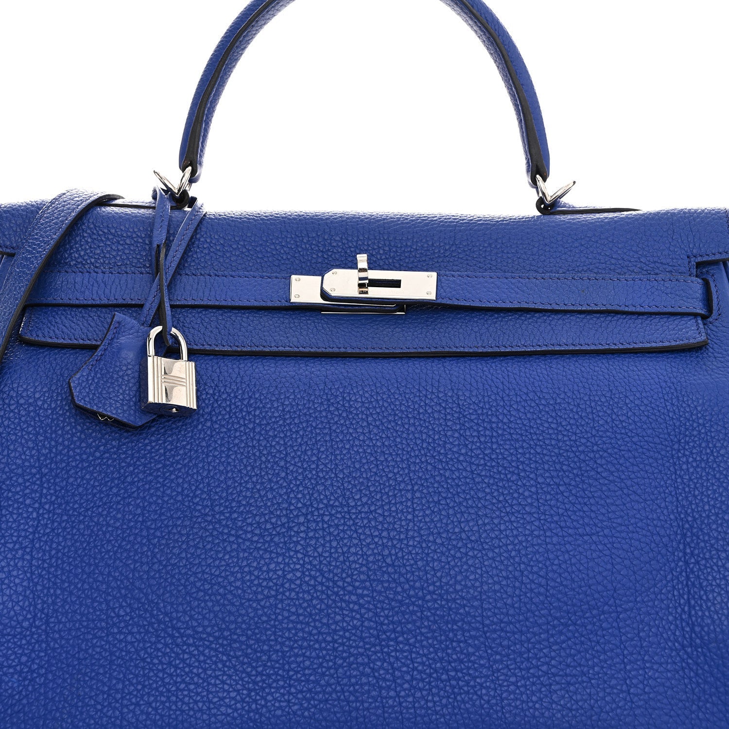 HERMES KELLY 35 RETOURNE BLEU ELECTRIQUE TOGO SILVER HARDWARE