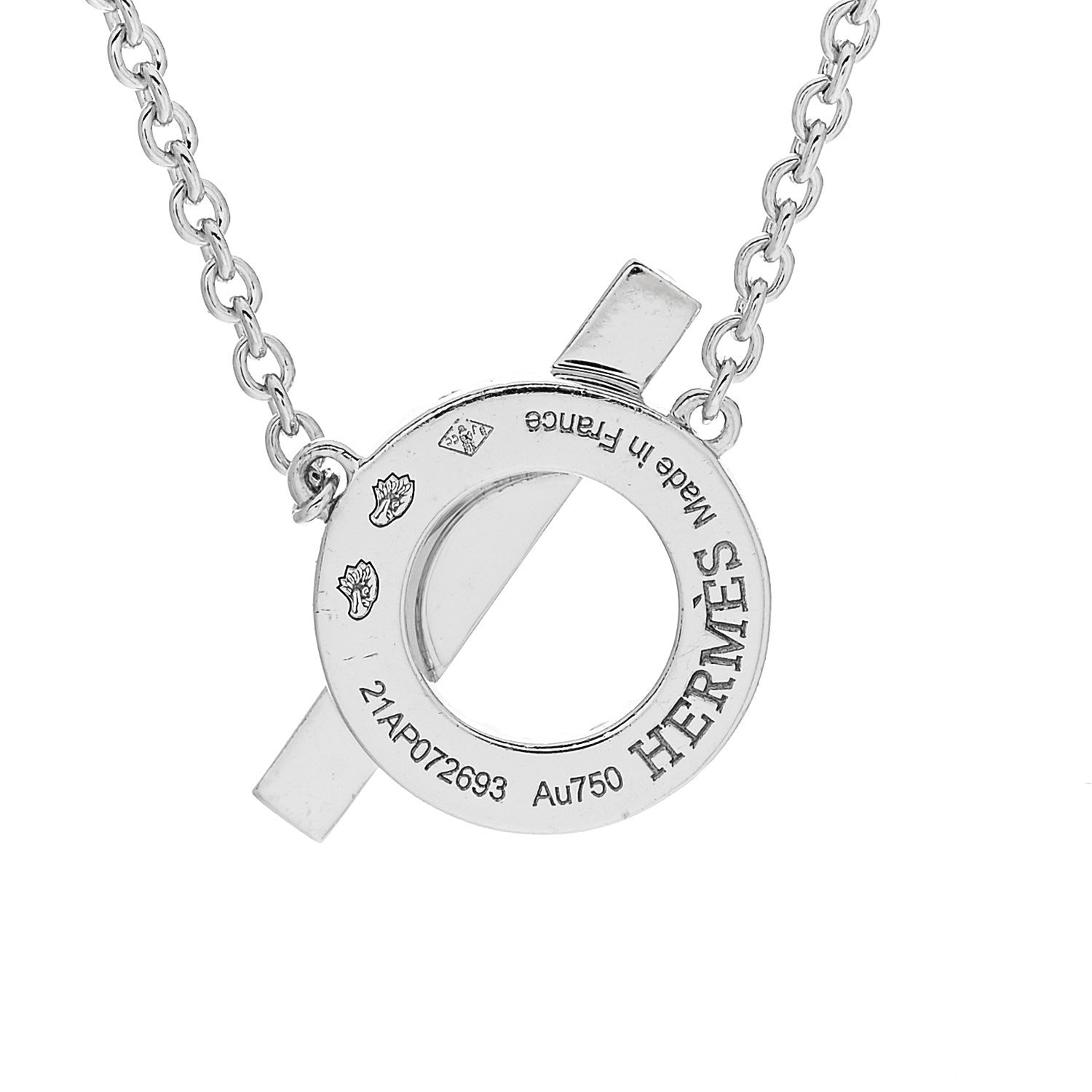 Hermès 18K White Gold Diamond Finesse Pendant Necklace