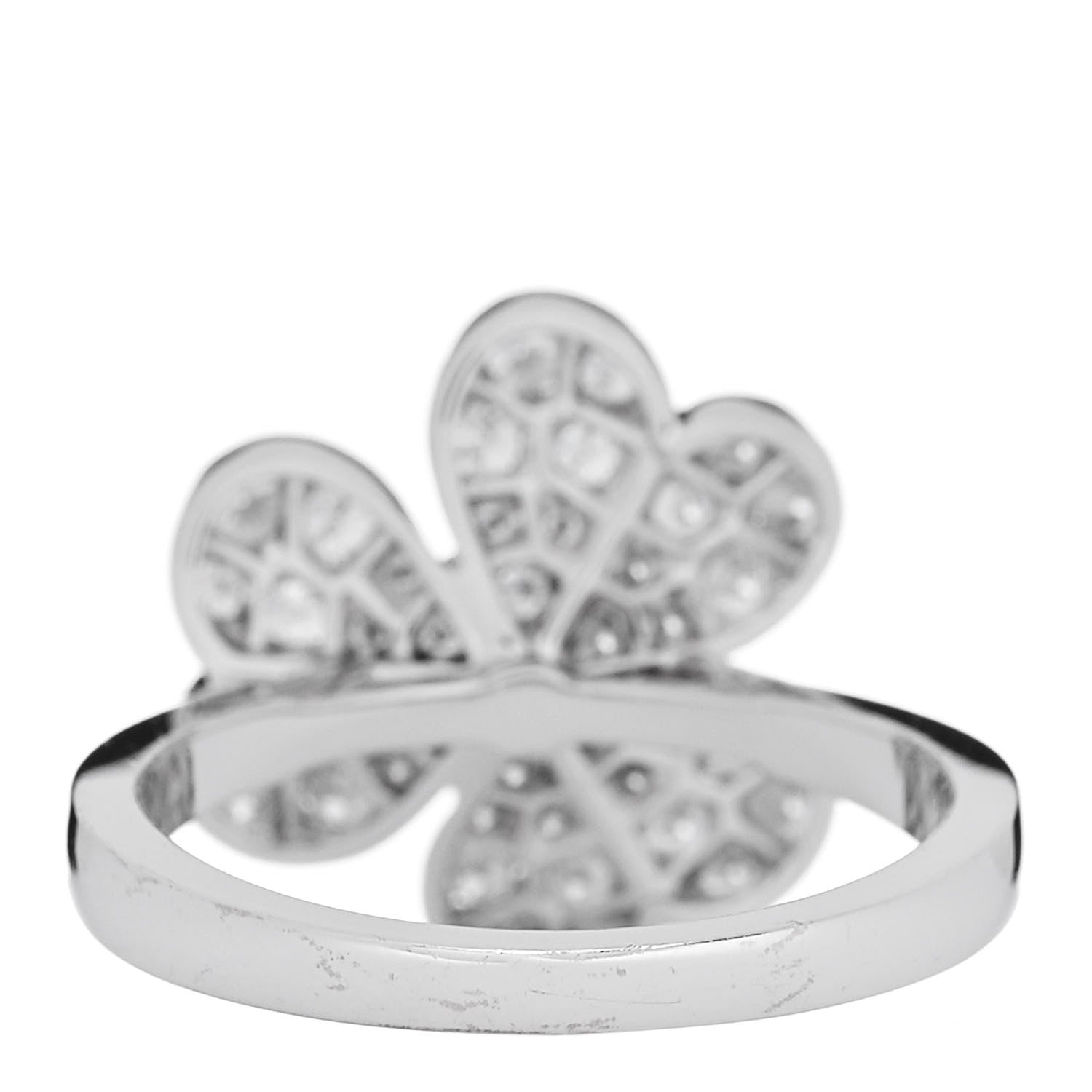 Van Cleef & Arpels 18K White Gold Diamond Small Frivole Ring 52 6