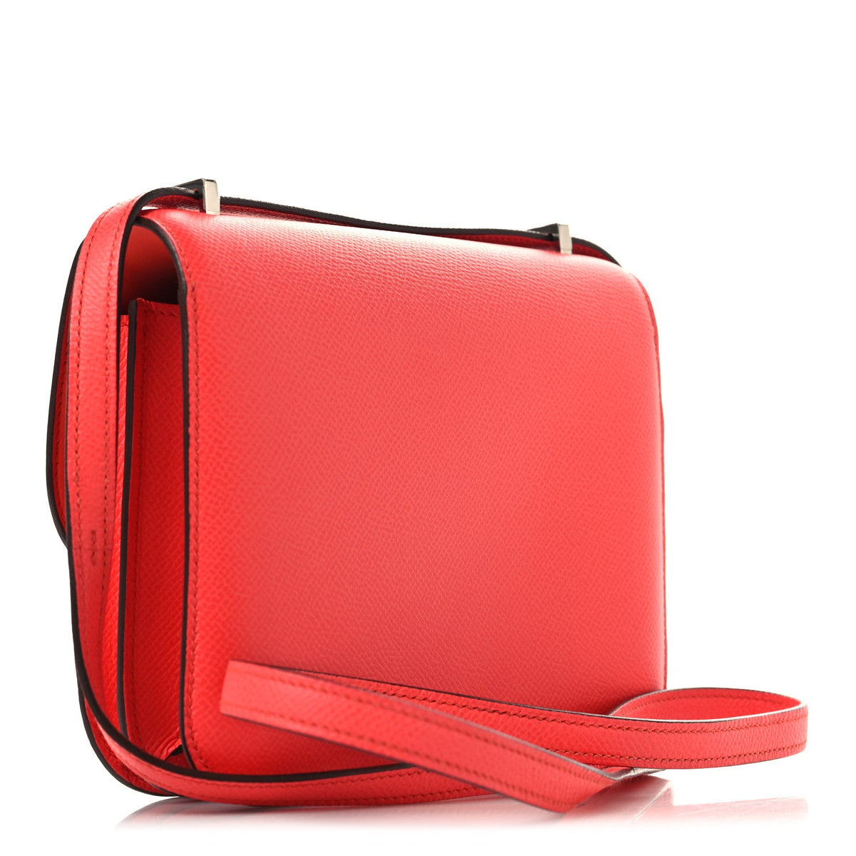Hermes Mini Constance 18 Rose Texas Rouge De Coeur Epsom Red Enamel Hardware