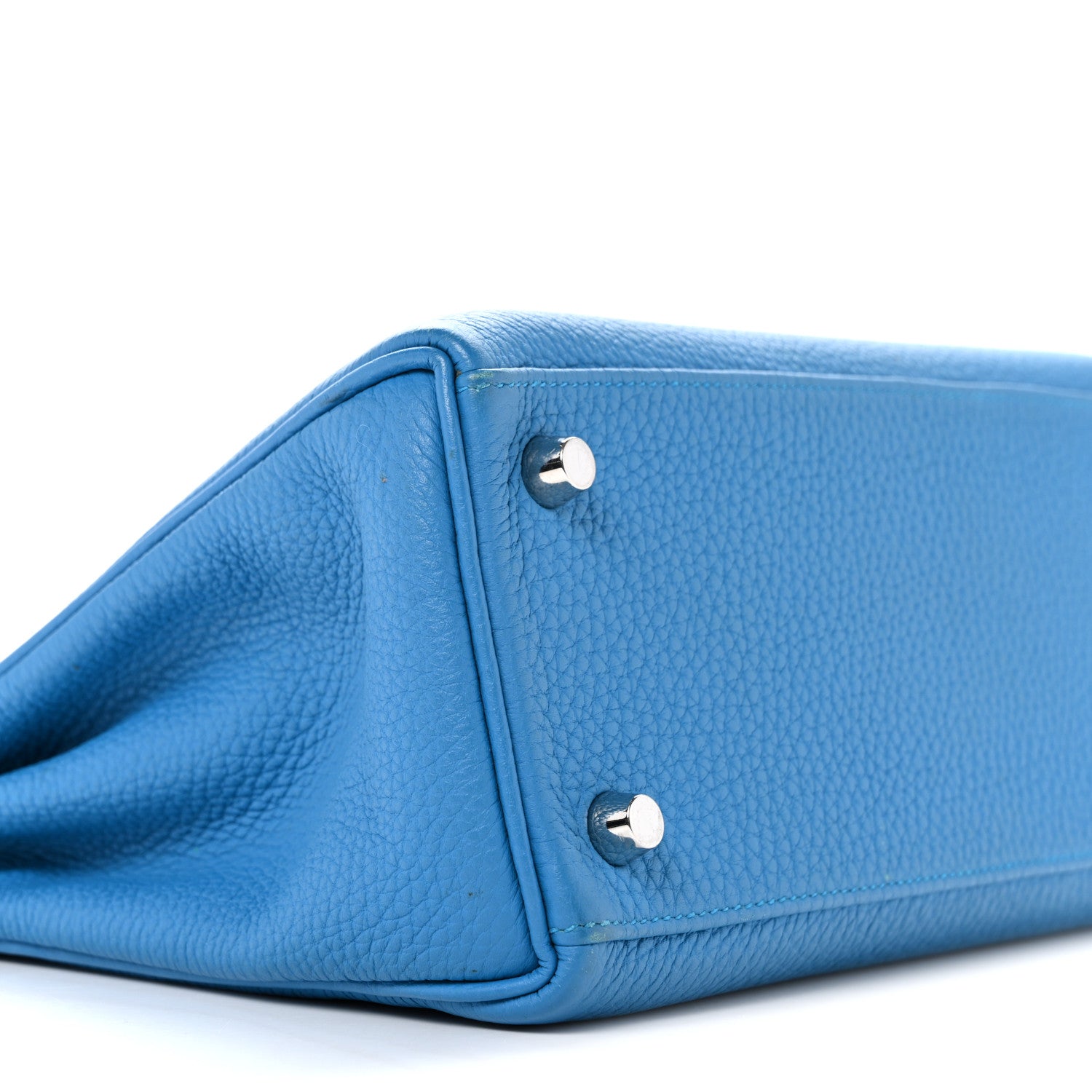 HERMES KELLY 25 RETOURNE BLEU FRIDA TOGO SILVER HARDWARE