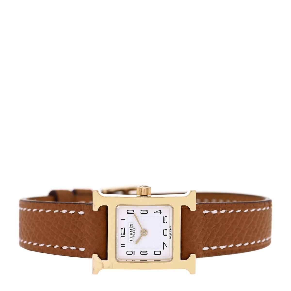 Hermes Heure H 21MM Quartz Watch Gold Epsom Stainless Steel