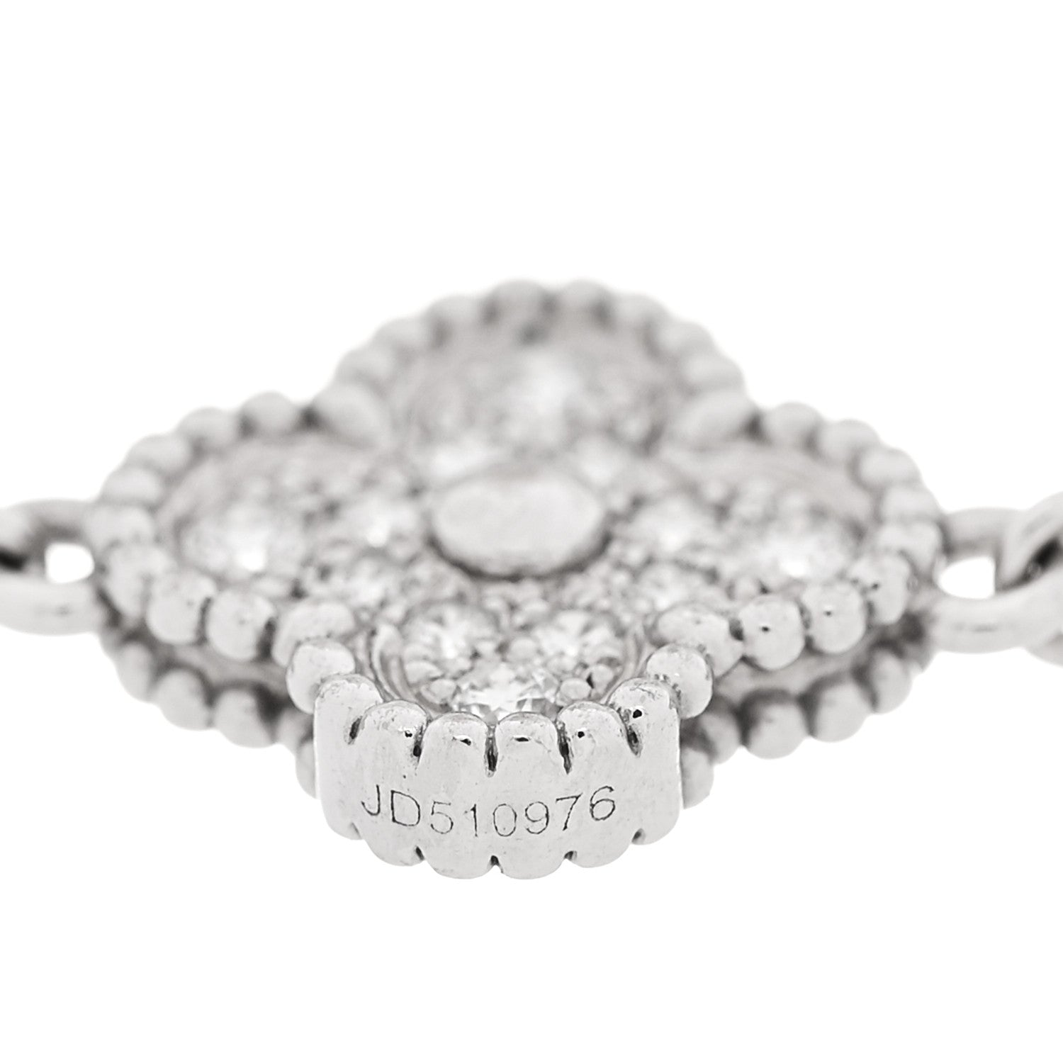 Van Cleef & Arpels 18K White Gold Diamond 6 Motif Sweet Alhambra Bracelet