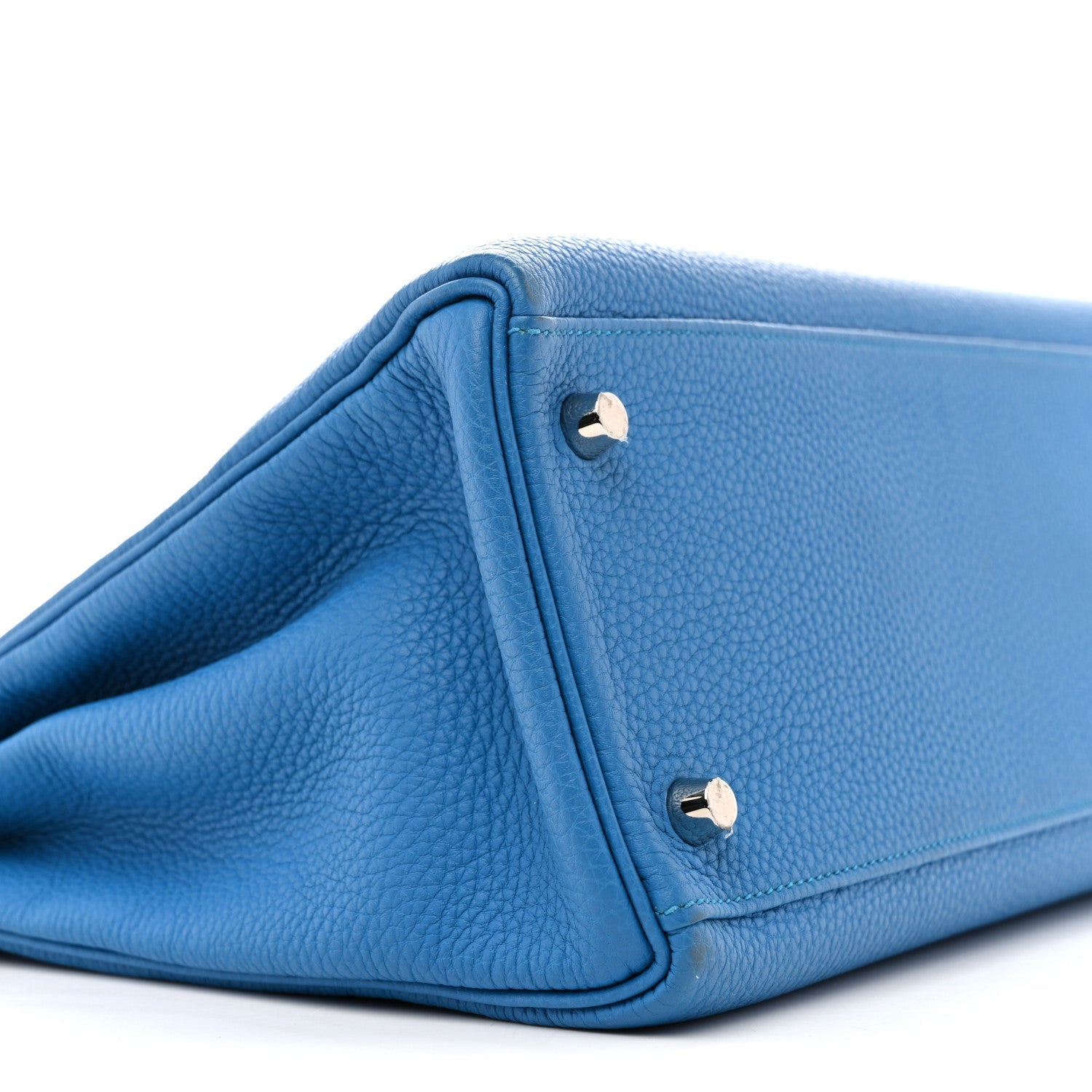 HERMES KELLY 32 RETOURNE BLEU ZANZIBAR TOGO SILVER HARDWARE