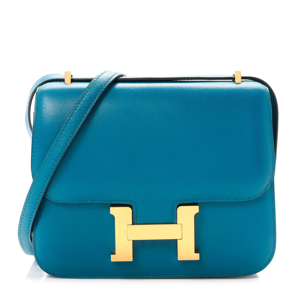 Hermes Mini Constance 18 Bleu Izmir Tadelakt Gold Hardware