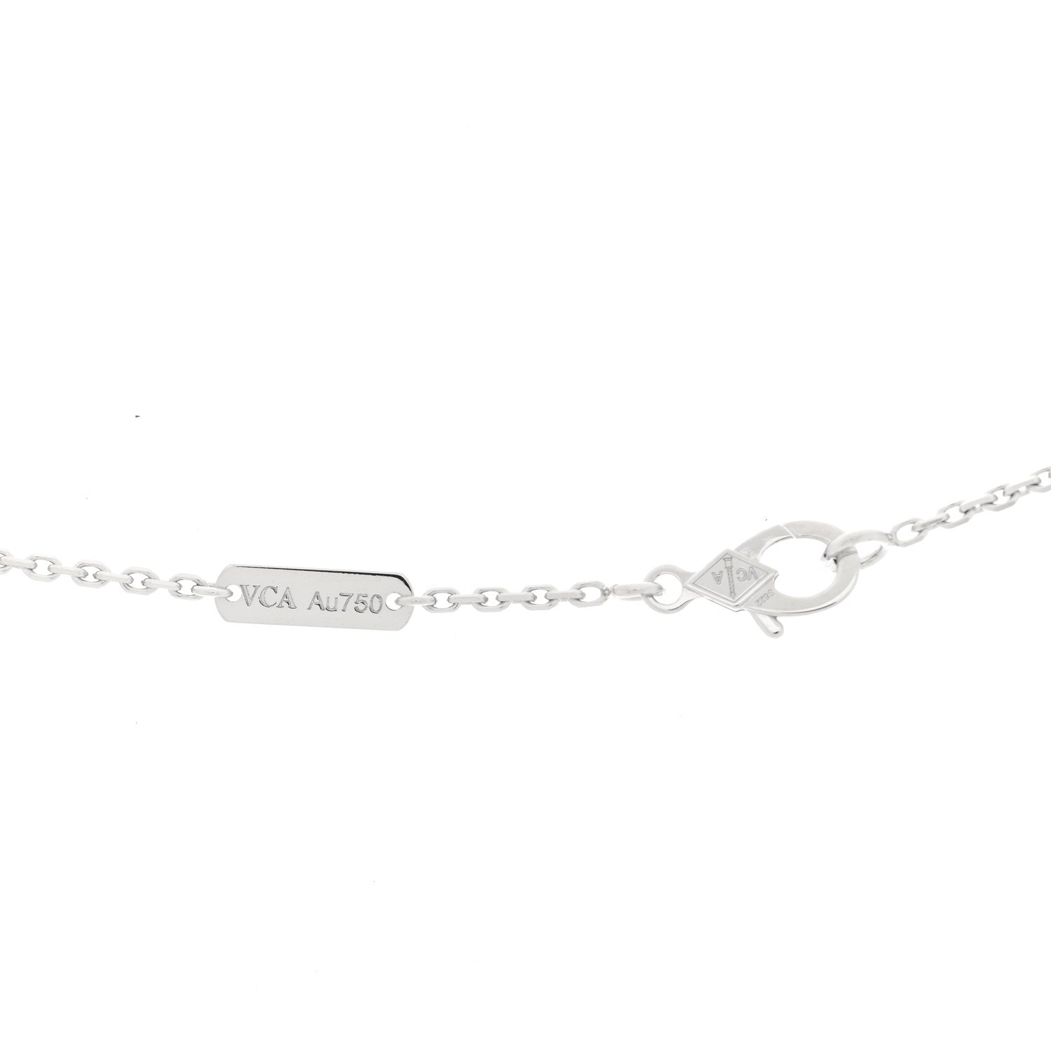 Van Cleef & Arpels 18K White Gold Chalcedony Vintage Alhambra Pendant Necklace