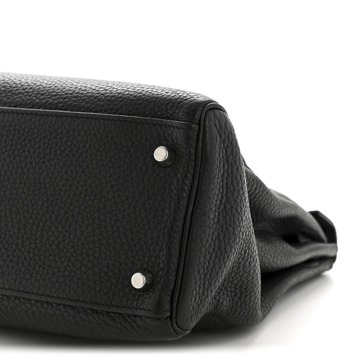 HERMES KELLY 32 RETOURNE BLACK TOGO SILVER HARDWARE