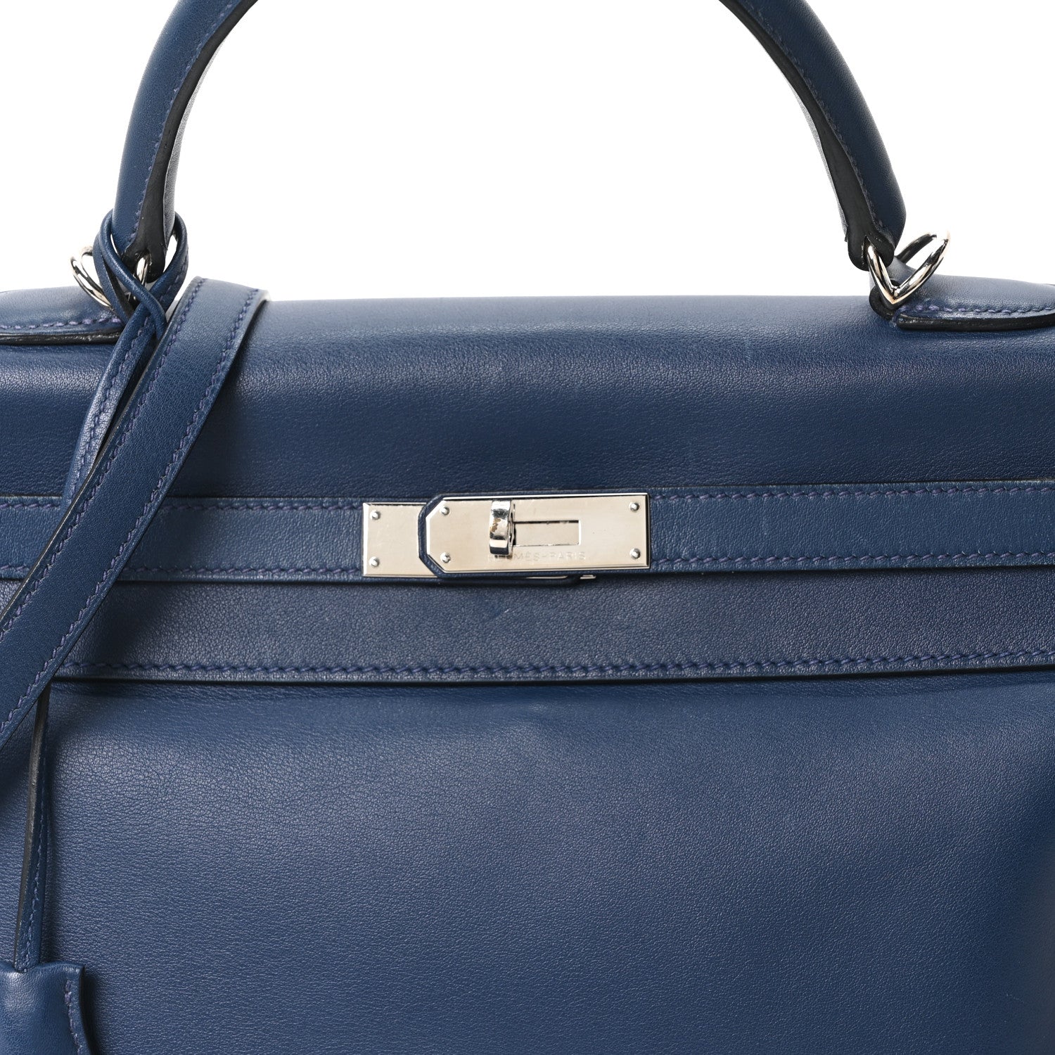 HERMES KELLY 35 BLEU DE PRUSSE SWIFT SILVER HARDWARE
