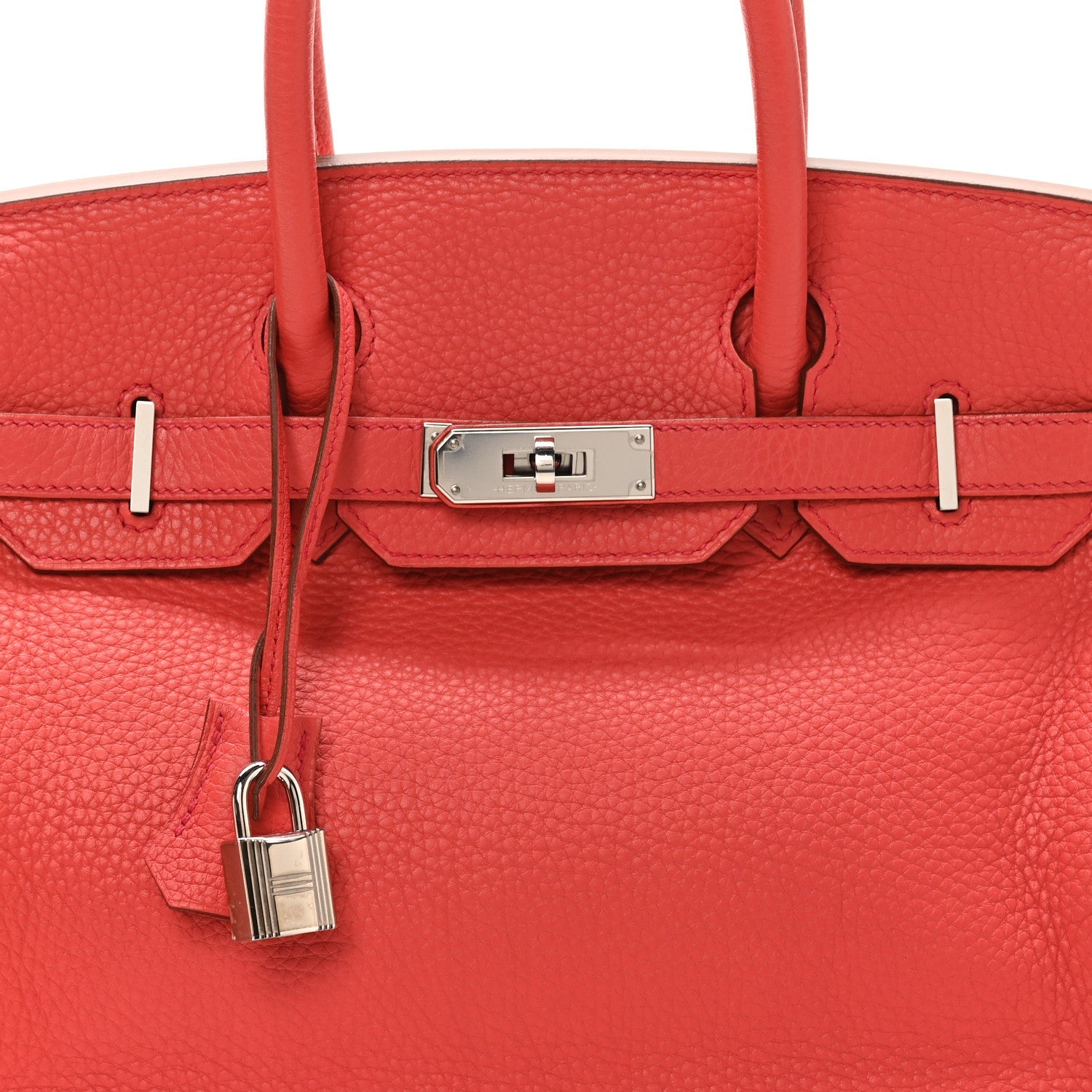 HERMES BIRKIN 30 GERANIUM TAURILLON CLEMENCE SILVER HARDWARE