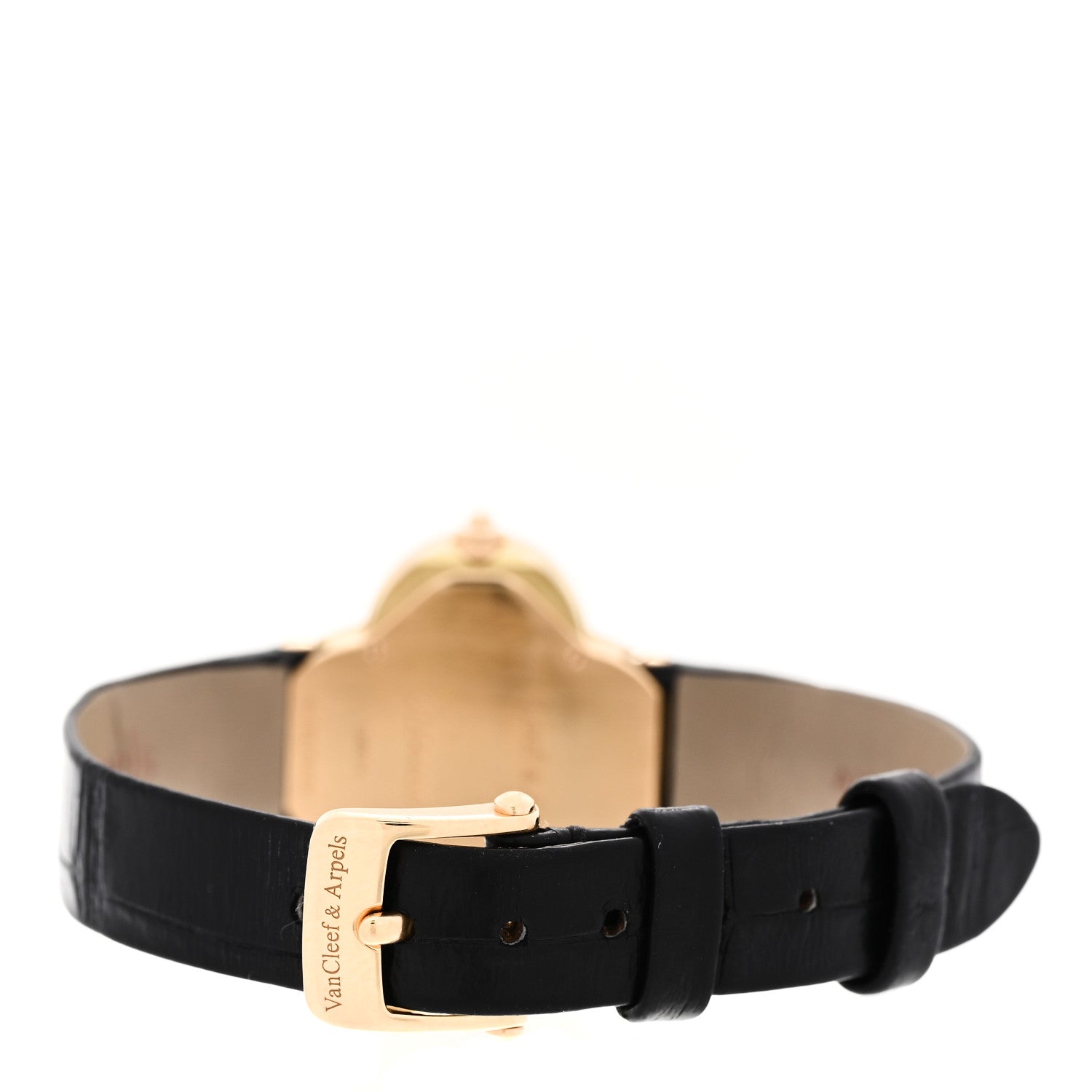 Van Cleef & Arpels 18K Yellow Gold Alligator Mother-of-Pearl 25mm Alhambra Quartz Watch