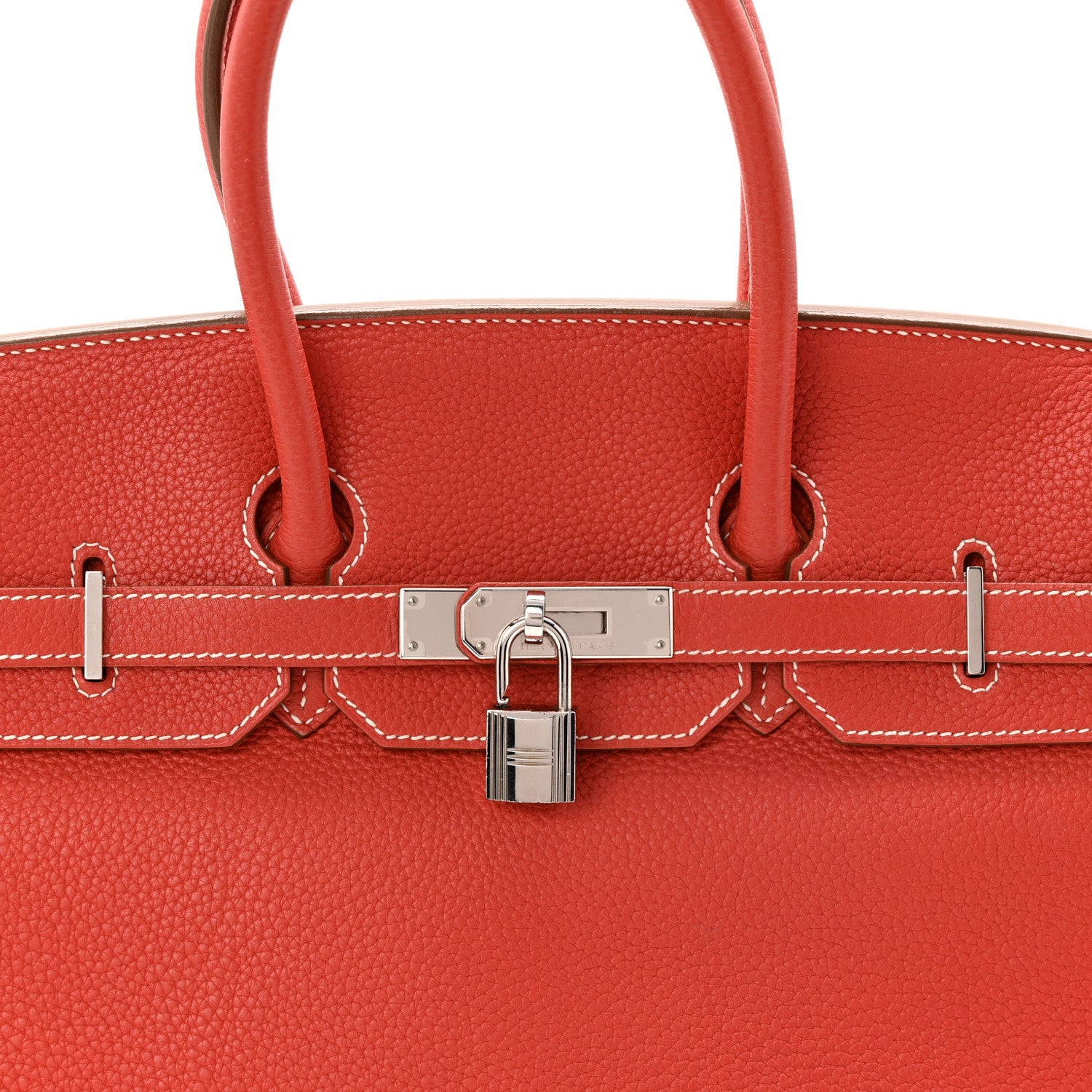 HERMES BIRKIN 35 BICOLOR SANGUINE WHITE TAURILLON CLEMENCE SILVER HARDWARE