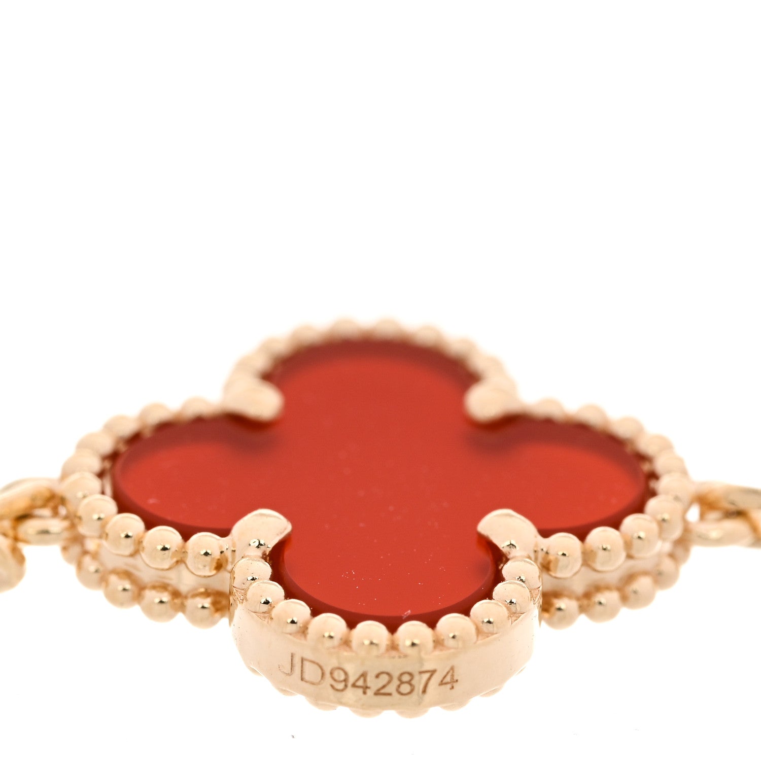 Van Cleef & Arpels 18K Yellow Gold Carnelian 5 Motif Vintage Alhambra Bracelet