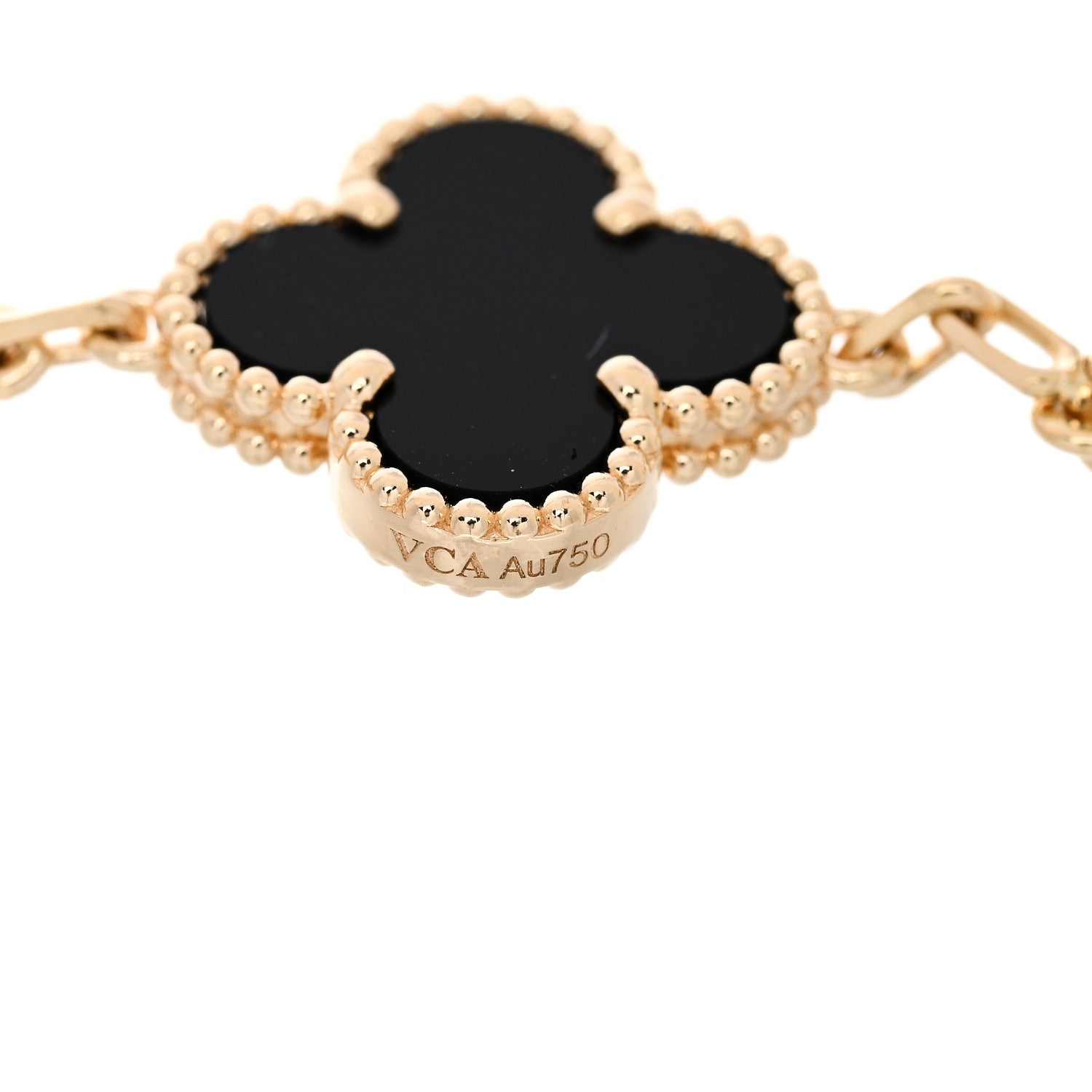 Van Cleef & Arpels 18K Yellow Gold Black Onyx 5 Motif Vintage Alhambra Bracelet