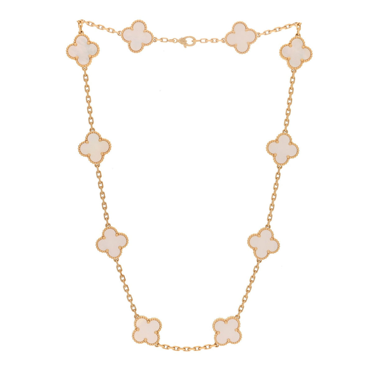 Van Cleef & Arpels Vintage Alhambra 10-Motif Necklace, Mother-of-Pearl, 18K Yellow Gold