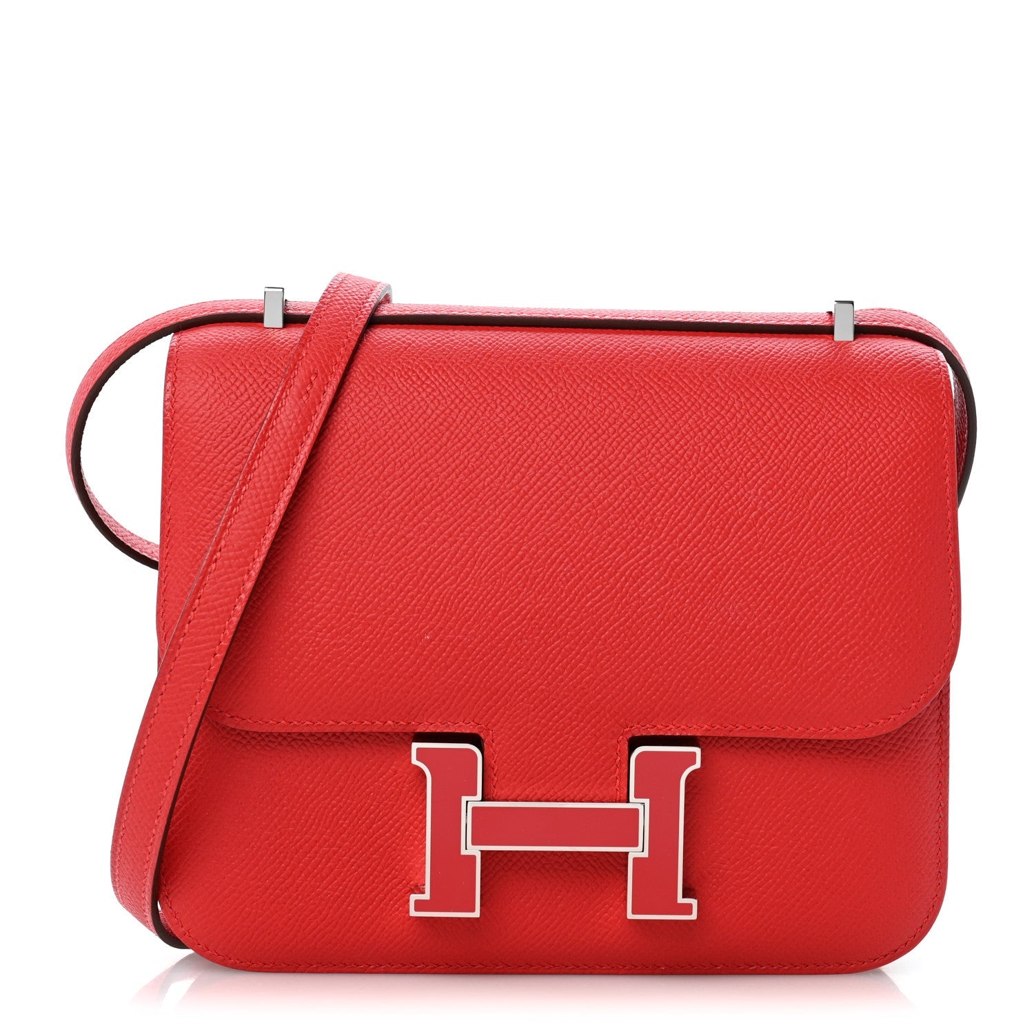 エルメス ミニコンスタンス 18 Rouge De Coeur Rubis エプソン レッドエナメル金具 HERMES MINI CONSTANCE 18 ROUGE DE COEUR RUBIS EPSOM