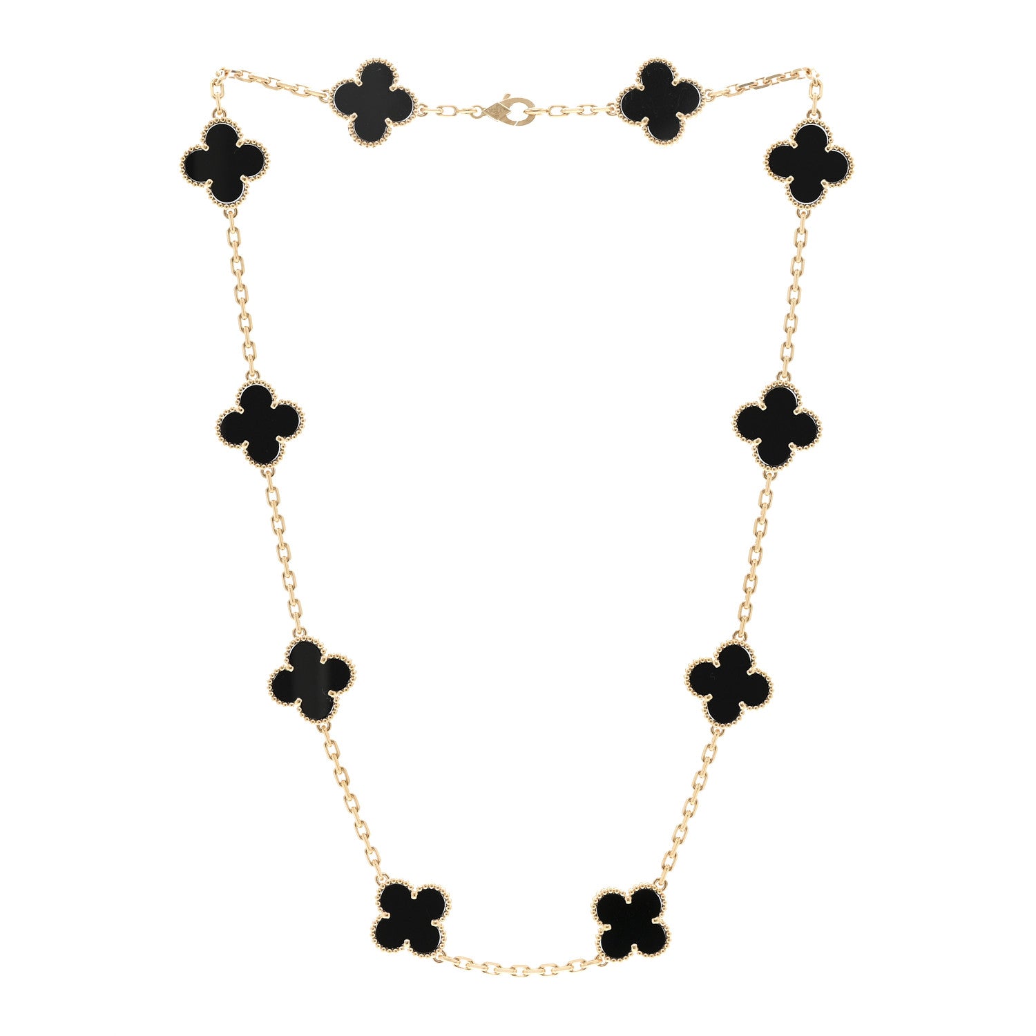 ヴァンクリーフ&アーペル ヴィンテージアルハンブラ 10モチーフ ネックレス ブラックオニキス 18K イエローゴールド VAN CLEEF & ARPELS VINTAGE ALHAMBRA 10 MOTIFS NECKLACE BLACK ONYX 18K YELLOW GOLD