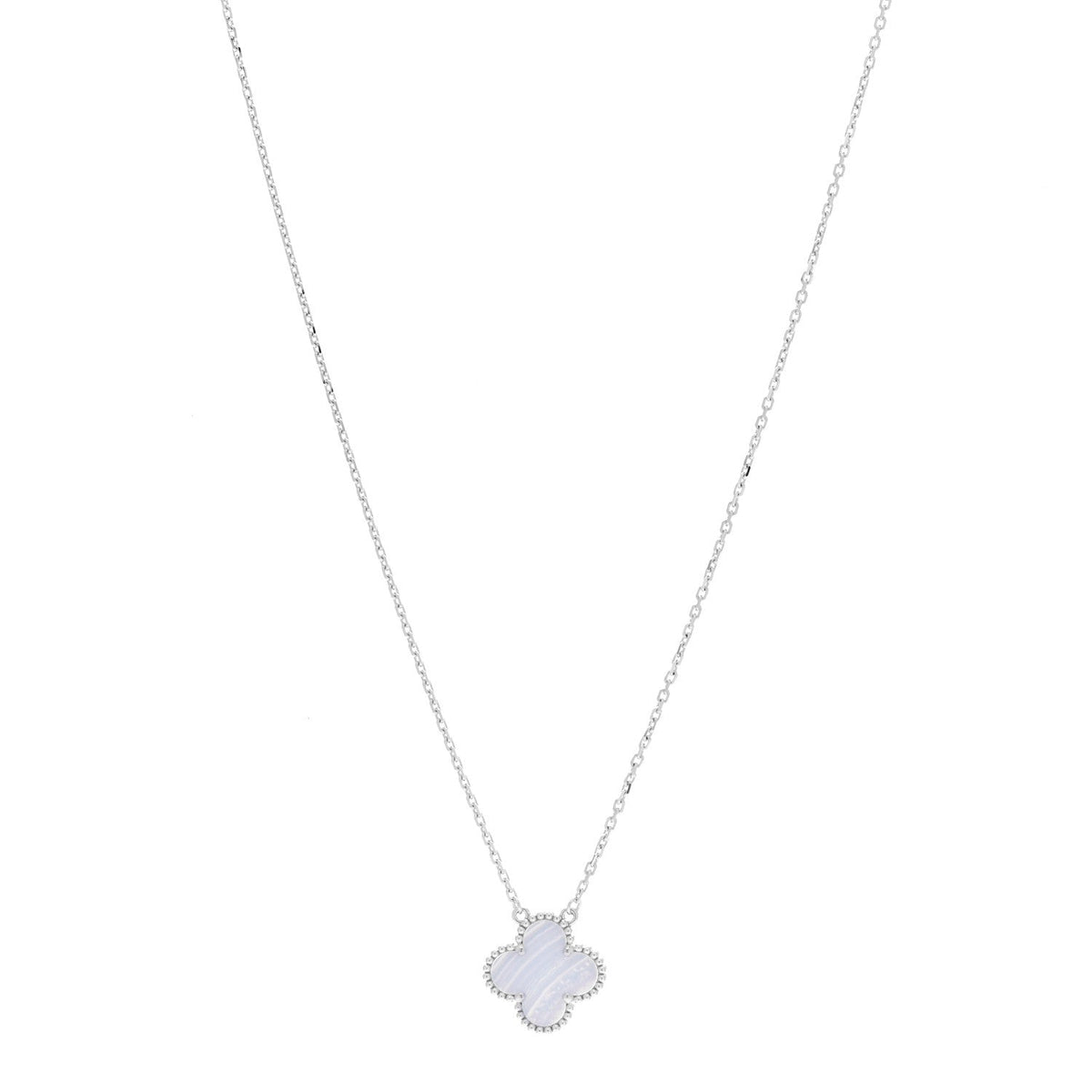 ヴァンクリーフ&アーペル ヴィンテージアルハンブラ ペンダントネックレス カルセドニー 18K ホワイトゴールド VAN CLEEF & ARPELS VINTAGE ALHAMBRA PENDANT NECKLACE CHALCEDONY 18K WHITE GOLD