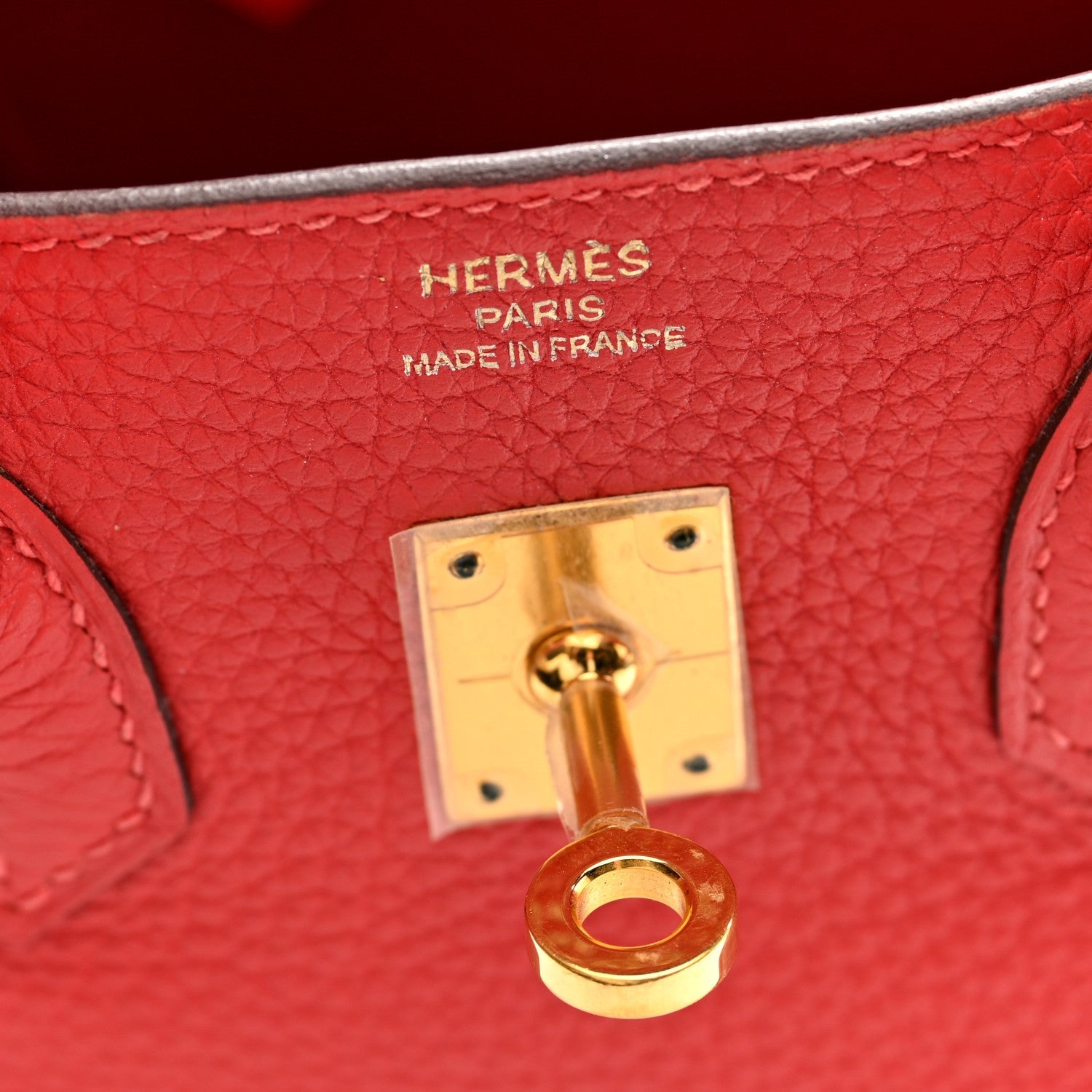 HERMES BIRKIN 25 ROUGE PIVOINE TOGO GOLD HARDWARE