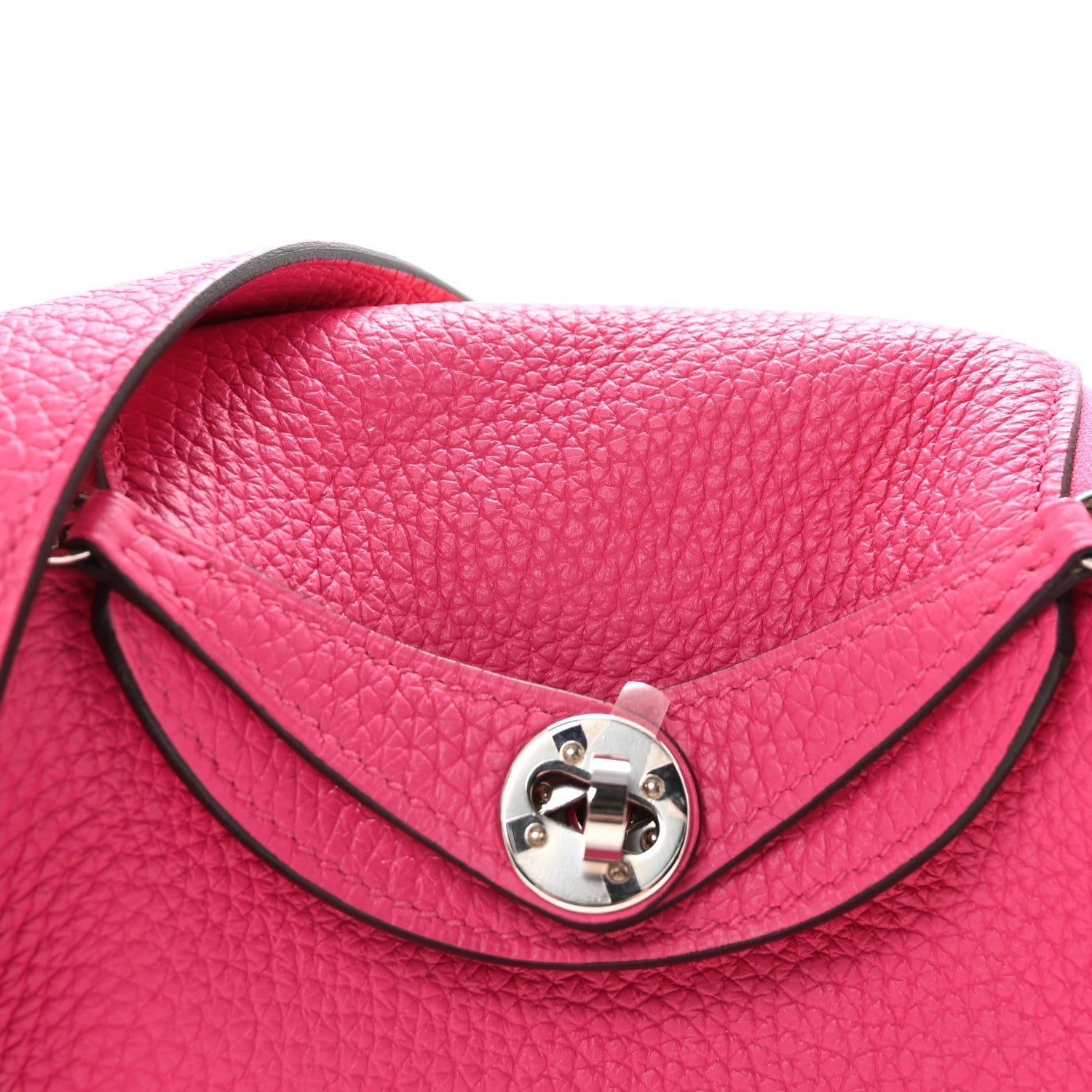 HERMES MINI LINDY 20 ROSE SHOCKING TAURILLON CLEMENCE SILVER HARDWARE