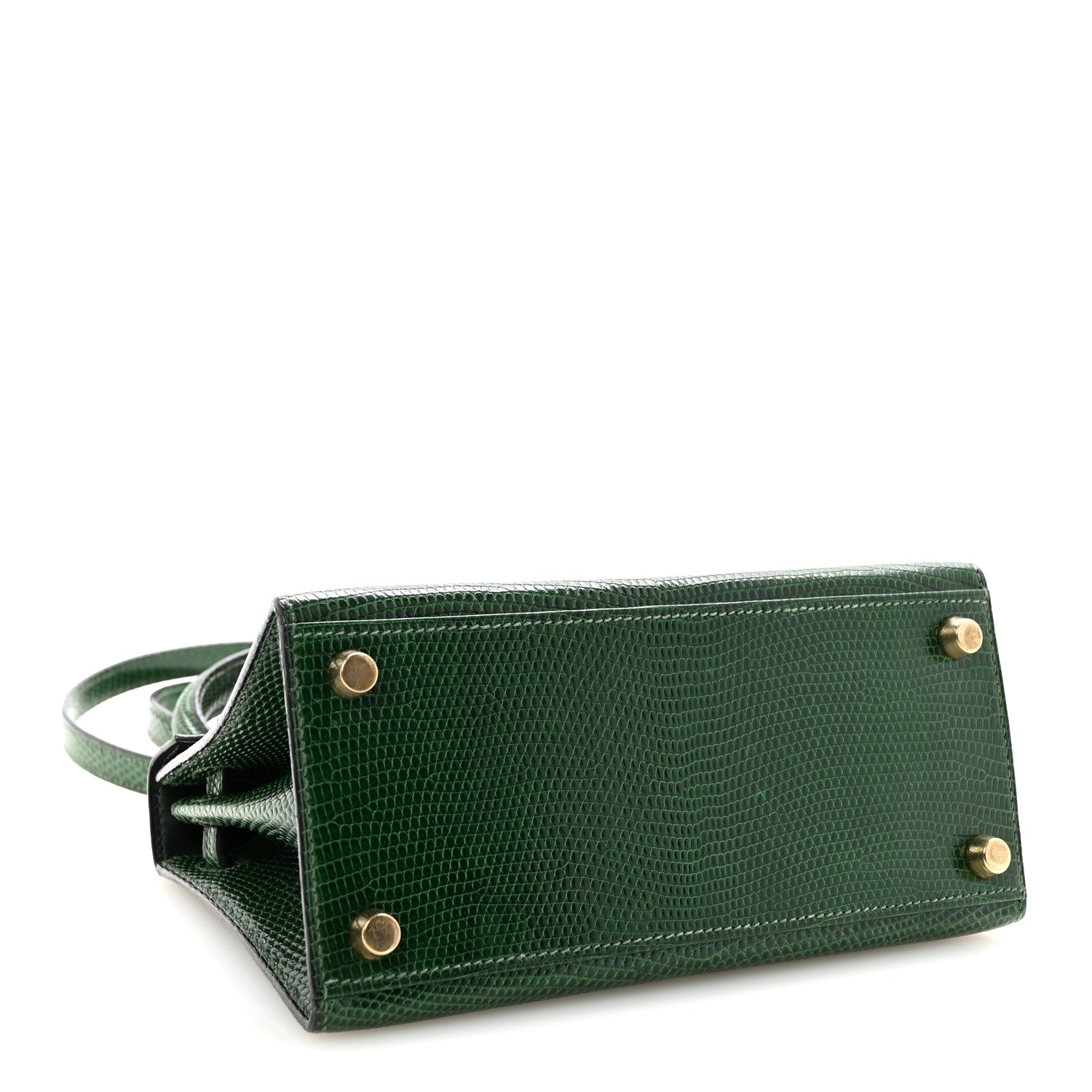 エルメス ミニケリー 20 外縫い Vert Moyen リザード ゴールド金具