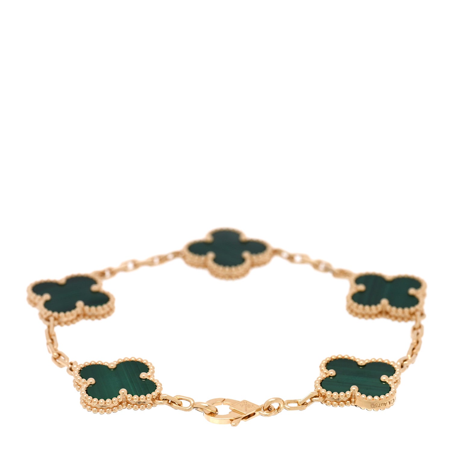 ヴァンクリーフ&アーペル ヴィンテージアルハンブラ 5モチーフ ブレスレット マラカイト 18K イエローゴールド VAN CLEEF & ARPELS VINTAGE ALHAMBRA 5 MOTIFS BRACELET MALACHITE 18K YELLOW GOLD