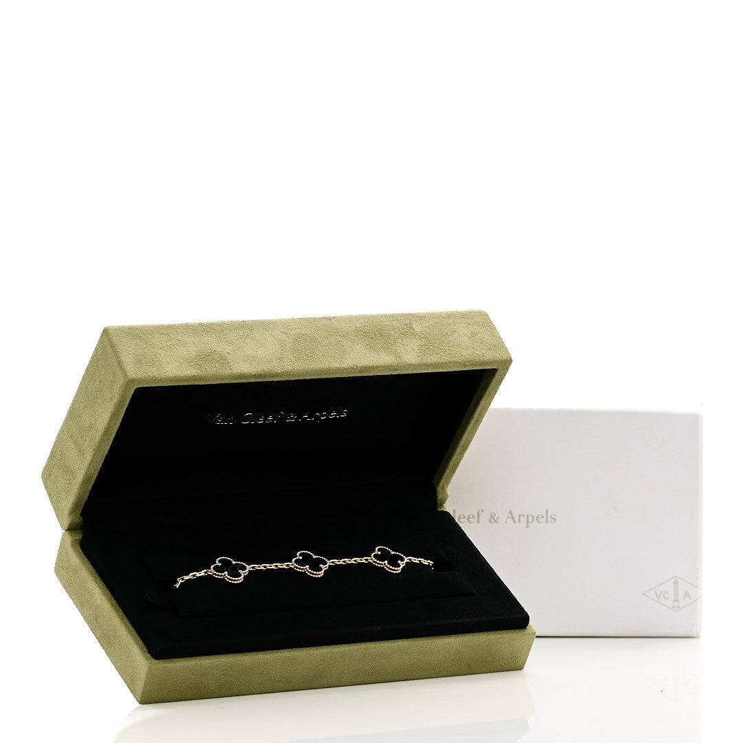 ヴァンクリーフ&アーペル ヴィンテージアルハンブラ 5モチーフ ブレスレット ブラックオニキス 18K イエローゴールド VAN CLEEF & ARPELS VINTAGE ALHAMBRA 5 MOTIFS BRACELET BLACK ONYX 18K YELLOW GOLD