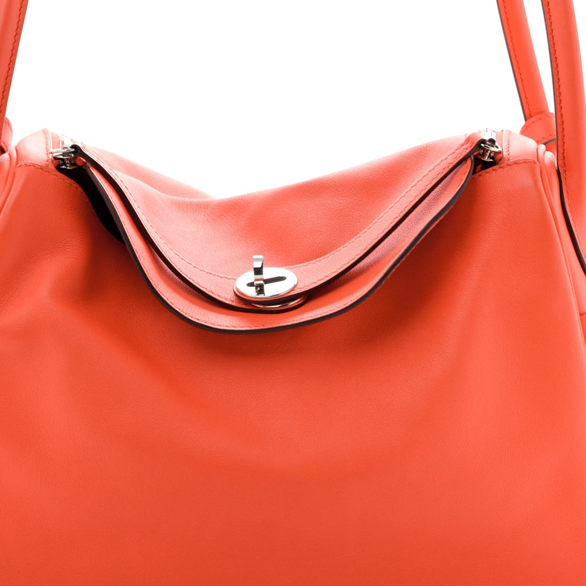 Hermès Lindy 30 Orange Poppy Swift Silver Hardware