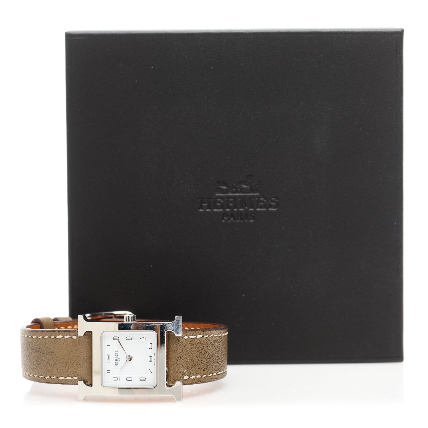 HERMES H WATCH 21mm STAINLESS STEEL ETOUPE SWIFT