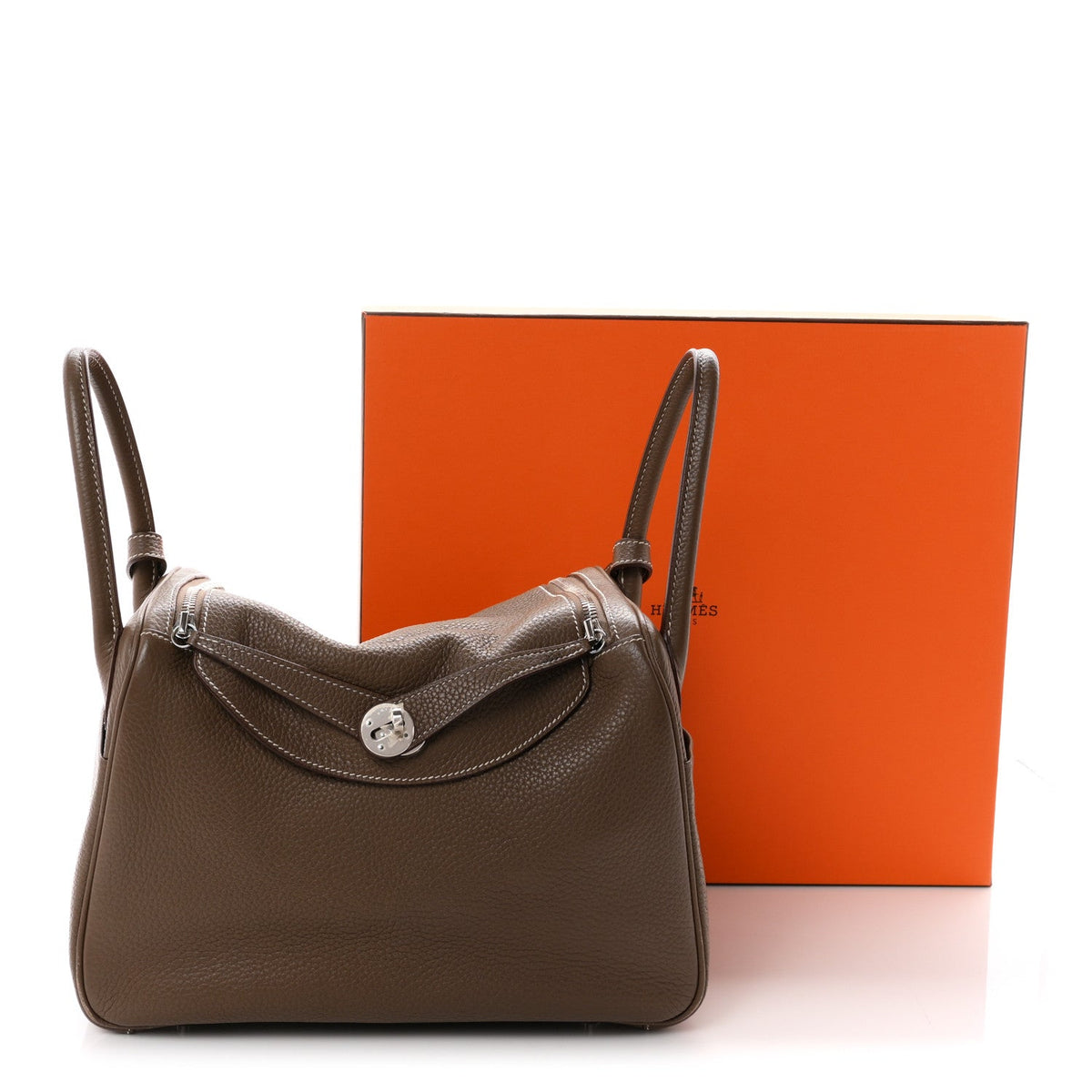 Hermes Lindy 30 Etoupe Taurillon Clemence Silver Hardware