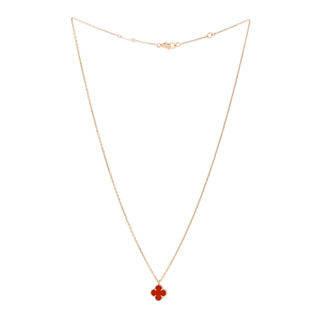 ヴァンクリーフ&アーペル スウィートアルハンブラ ペンダントネックレス カーネリアン 18K ローズゴールド VAN CLEEF & ARPELS SWEET ALHAMBRA PENDANT NECKLACE CARNELIAN 18K ROSE GOLD
