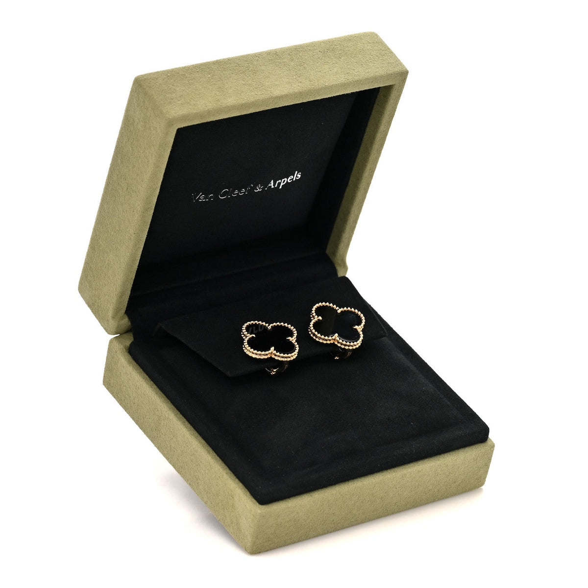 VAN CLEEF & ARPELS MAGIC ALHAMBRA EARRINGS BLACK ONYX 18K YELLOW GOLD