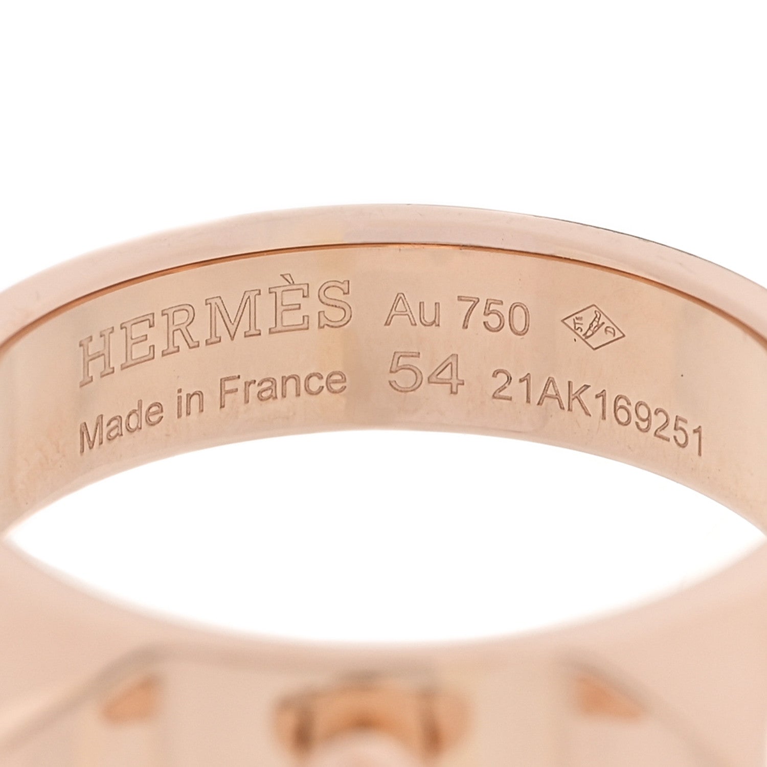 Hermes 18K Rose Gold PM Collier De Chien Ring 54 7