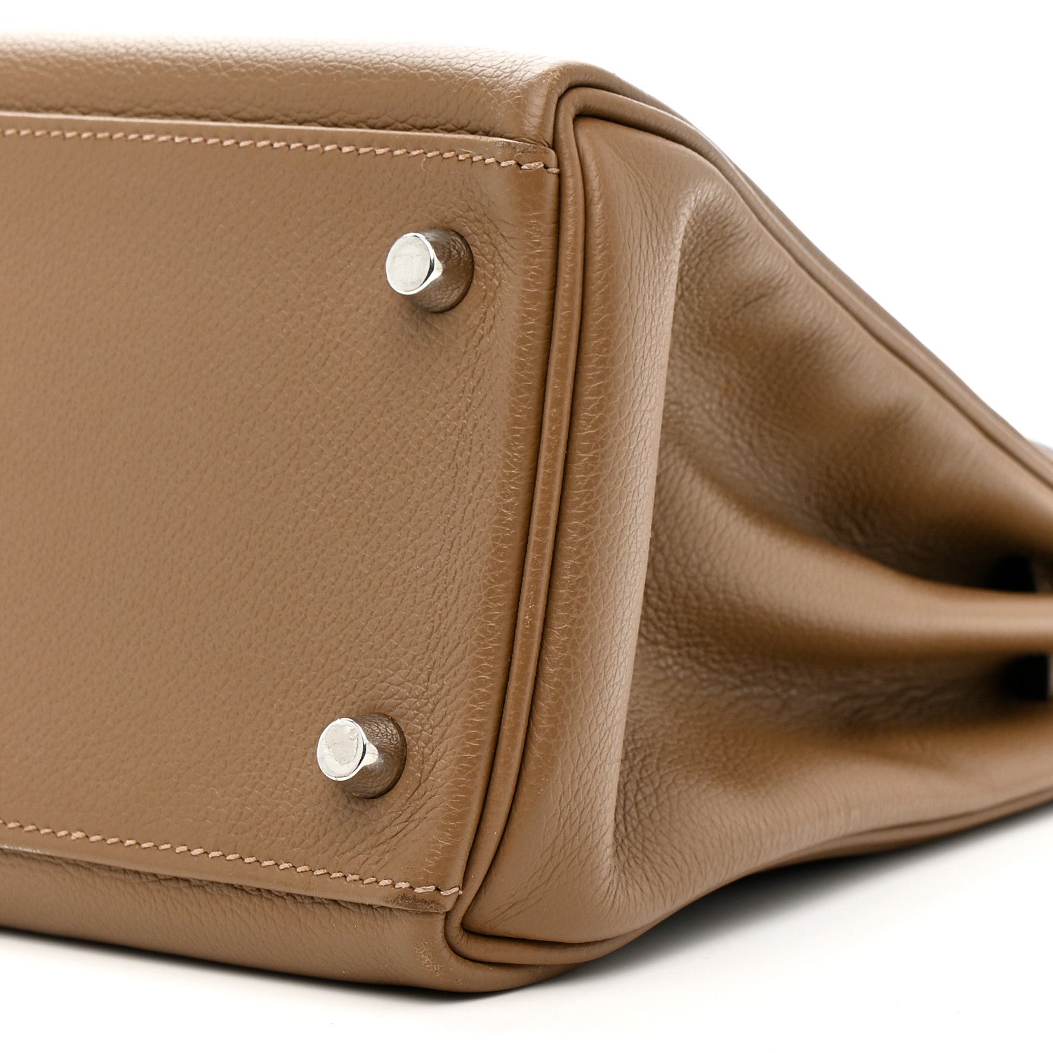 HERMES KELLY 28 RETOURNE BEIGE DE WEIMAR EVERCOLOR SILVER HARDWARE
