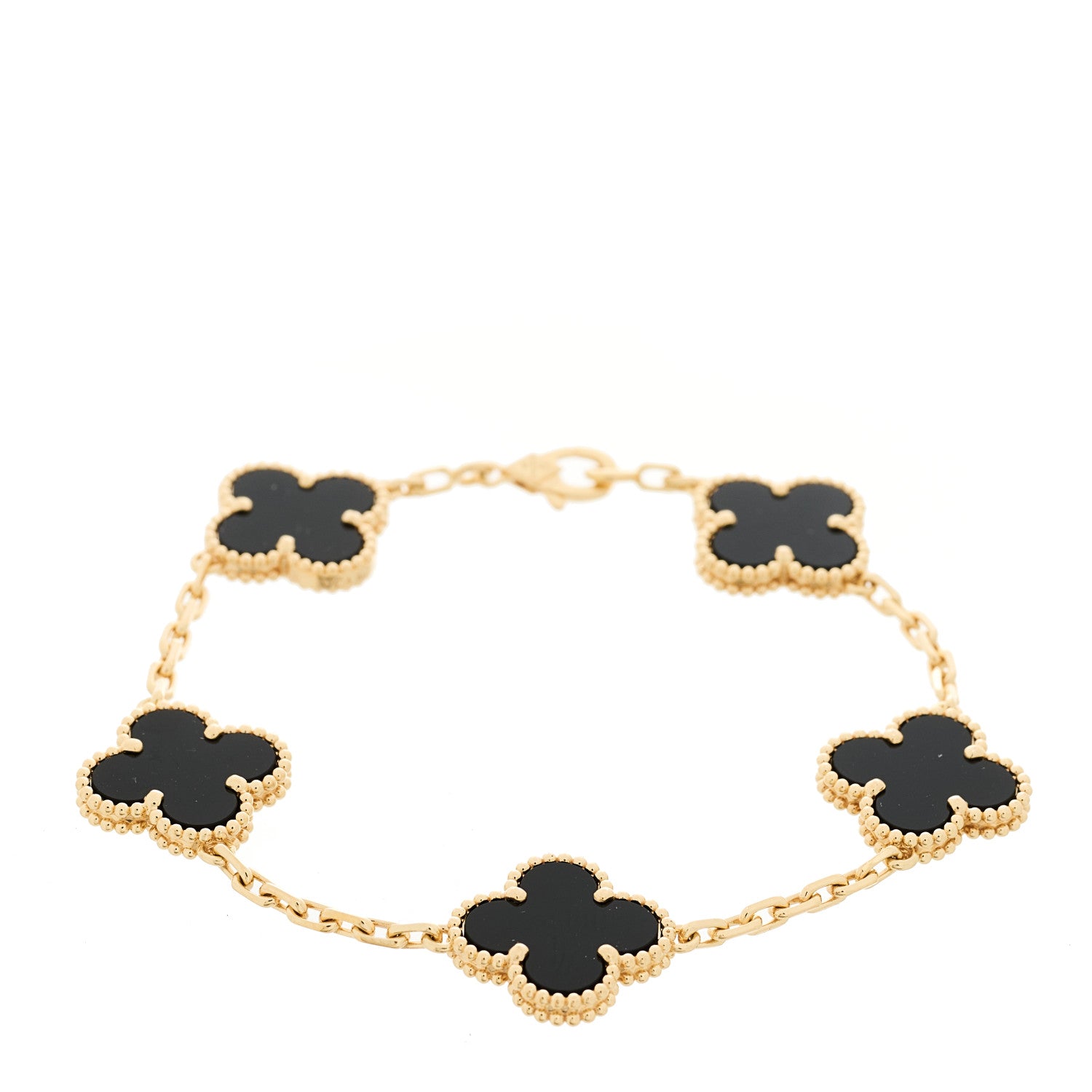 ヴァンクリーフ&アーペル ヴィンテージアルハンブラ 5モチーフ ブレスレット ブラックオニキス 18K イエローゴールド VAN CLEEF & ARPELS VINTAGE ALHAMBRA 5 MOTIFS BRACELET BLACK ONYX 18K YELLOW GOLD