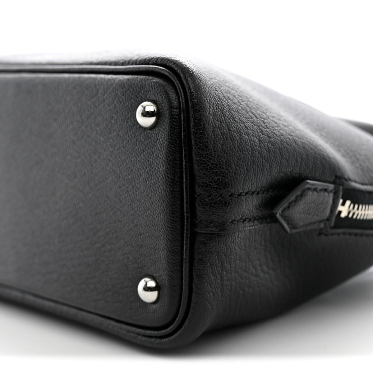 Hermès Mini Bolide 1923 Black Chèvre Mysore Silver Hardware
