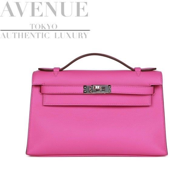HERMES KELLY POCHETTE MAGNOLIA SWIFT SILVER HARDWARE