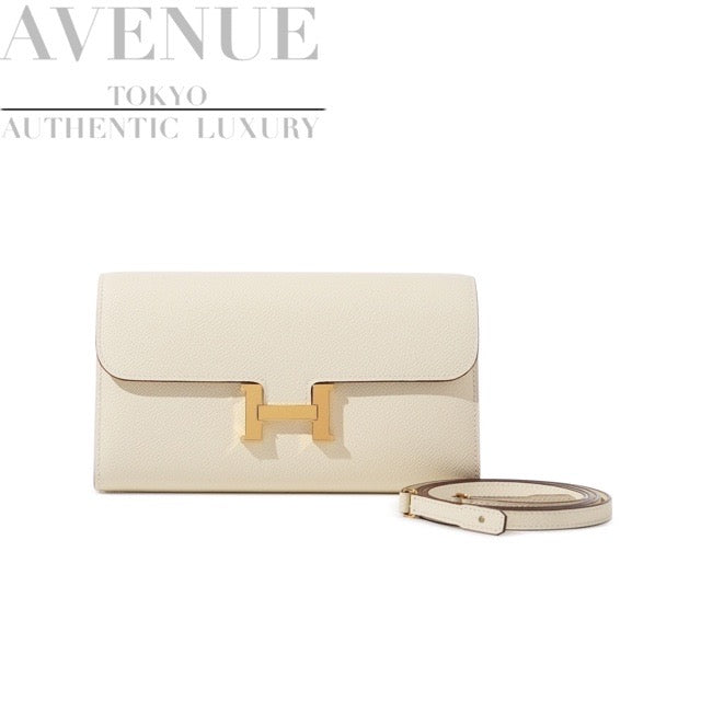 Hermes Constance Long To Go Wallet In Nata And Gold Hardware at