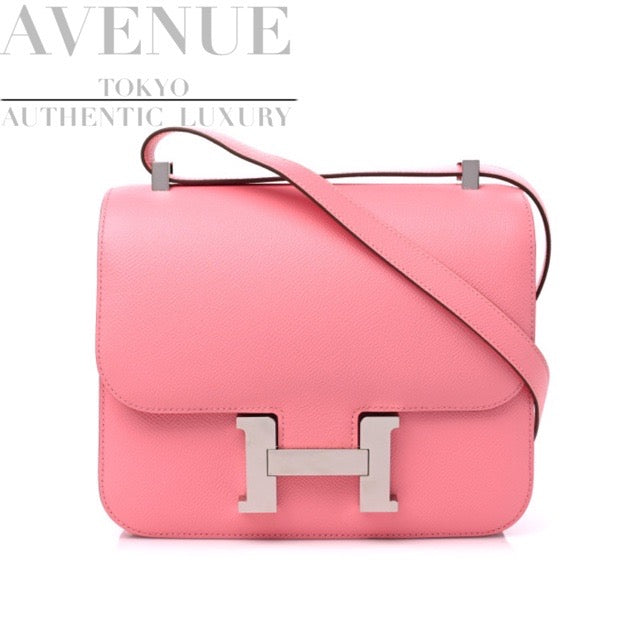 【ほぼ新品】エルメス コンスタンス 24 ローズコンフェッティ エプソン シルバー金具 ショルダーバッグ HERMES CONSTANCE 24  ROSE CONFETTI EPSOM SILVER HARDWARE【海外直輸入中古品】【中古】