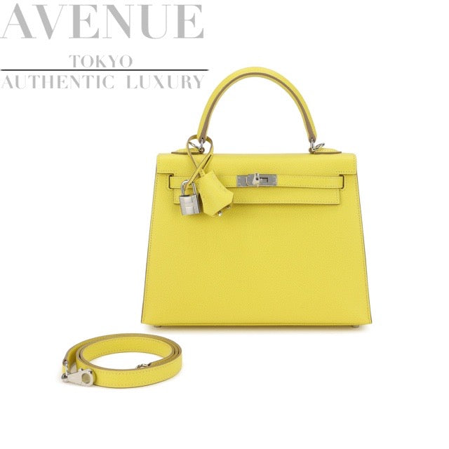 HERMES KELLY 25 SELLIER LIME EPSOM SILVER HARDWARE