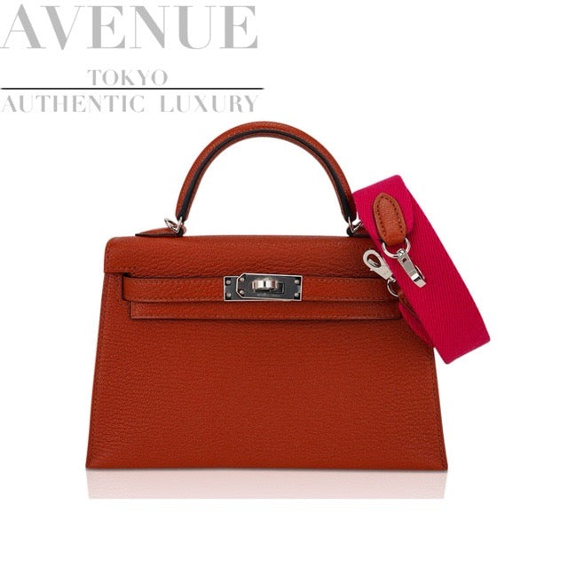 HERMES KELLY MINI 2 SELLIER 20 BICOLOR CUIVRE ROSE MEXICO CHEVRE MYSORE SILVER HARDWARE