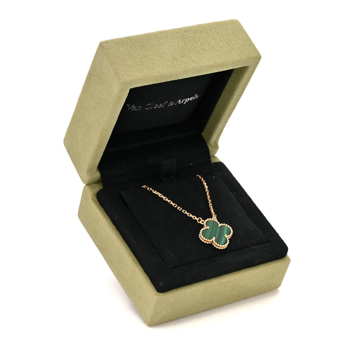 Van Cleef & Arpels Vintage Alhambra Pendant Necklace Malachite 18K Yellow Gold
