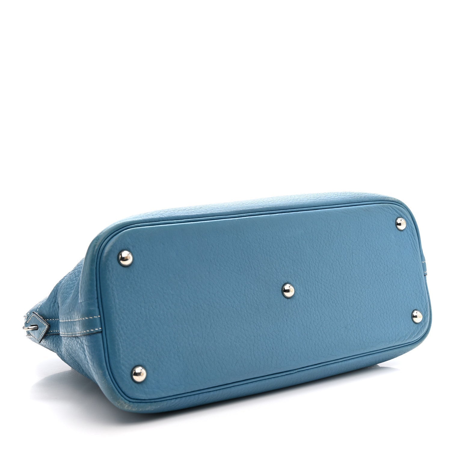 HERMES BOLIDE 35 BLEU JEAN TAURILLON CLEMENCE SILVER HARDWARE