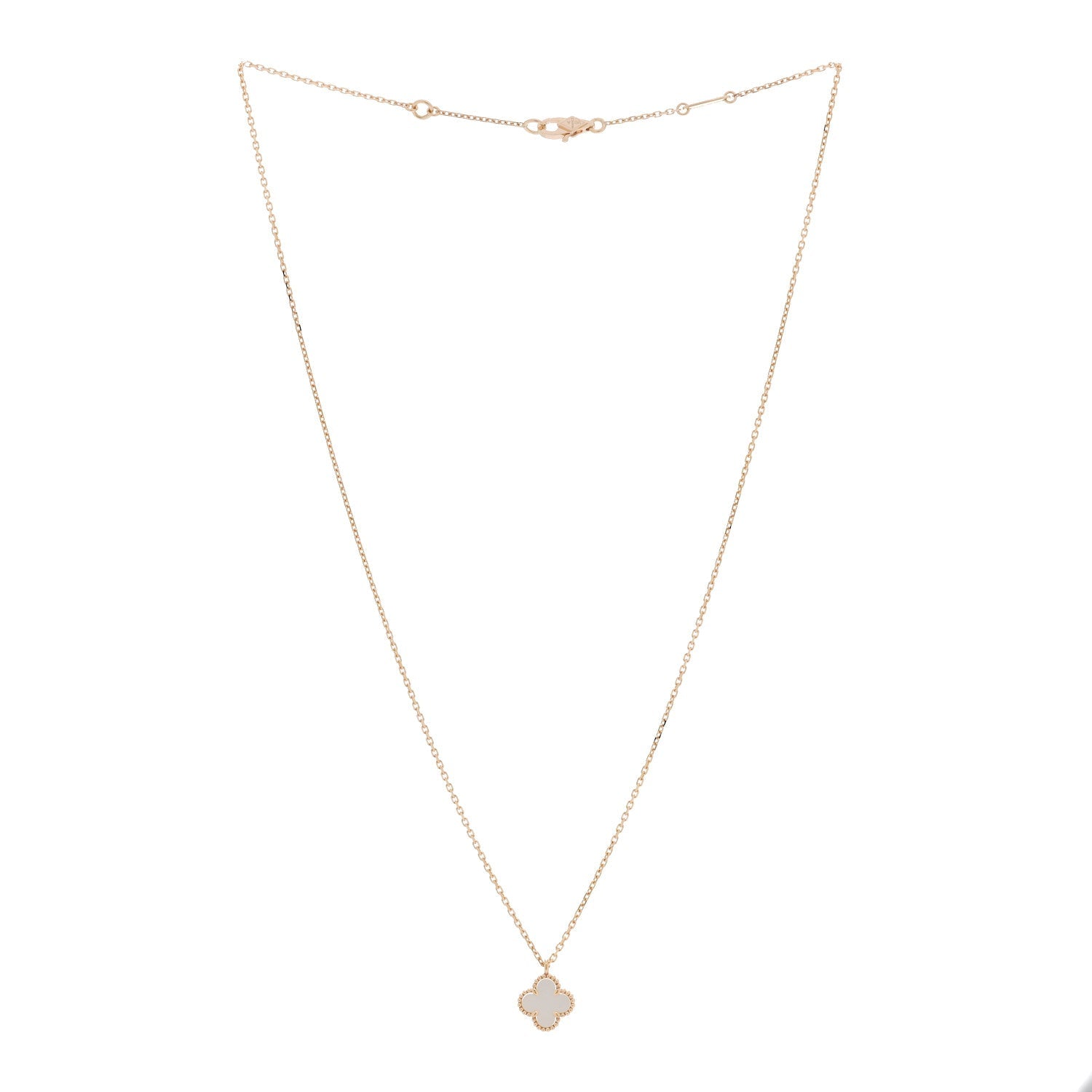 Van Cleef & Arpels 18K Yellow Gold Mother-of-Pearl Sweet Alhambra Pendant Necklace
