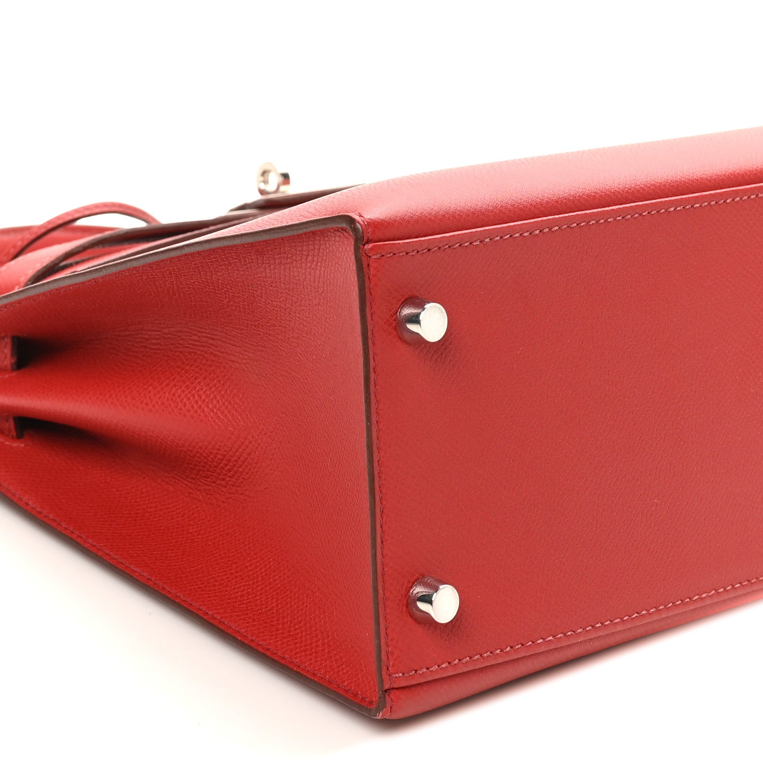 HERMES KELLY 28 SELLIER ROUGE CASAQUE EPSOM SILVER HARDWARE