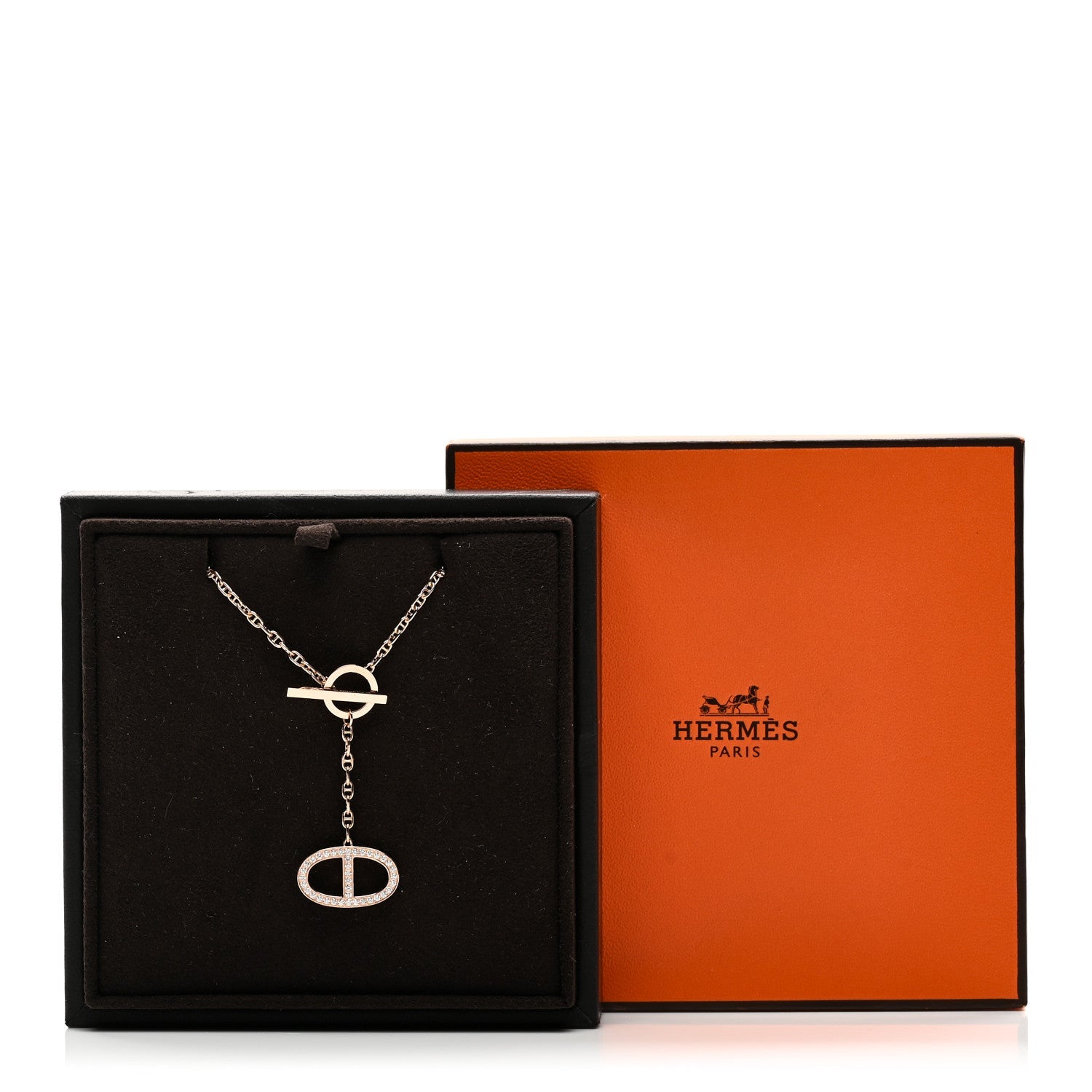 エルメス シェーヌダンクル ペンダントネックレス 18Kローズゴールド HERMES 18K ROSE GOLD DIAMOND GM CHAINE D'ANCRE CONTOUR PENDANT NECKLACE LG