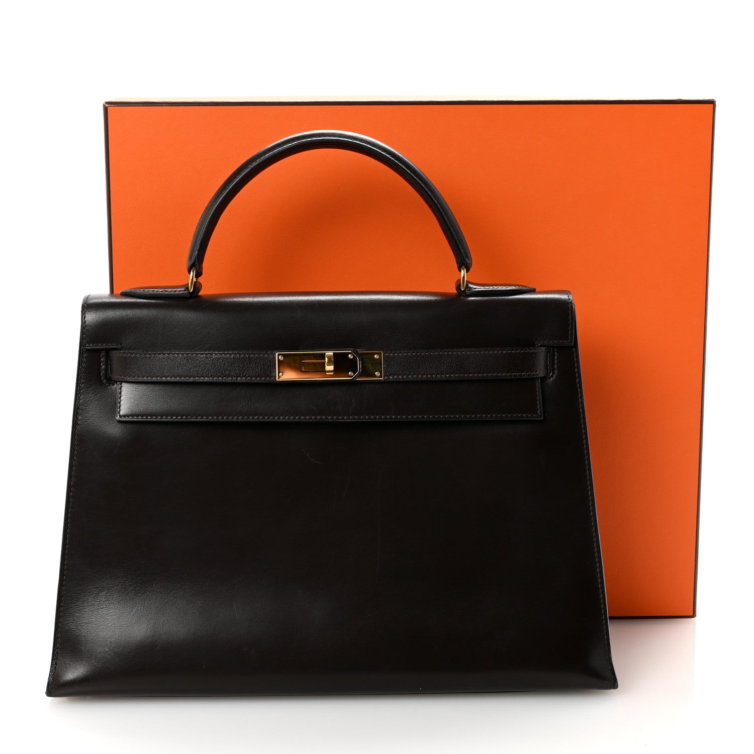 エルメス ケリー32 外縫い Chocolate ボックス ゴールド金具 HERMES KELLY32 SELLIER CHOCOLATE BOX GOLD HARDWARE