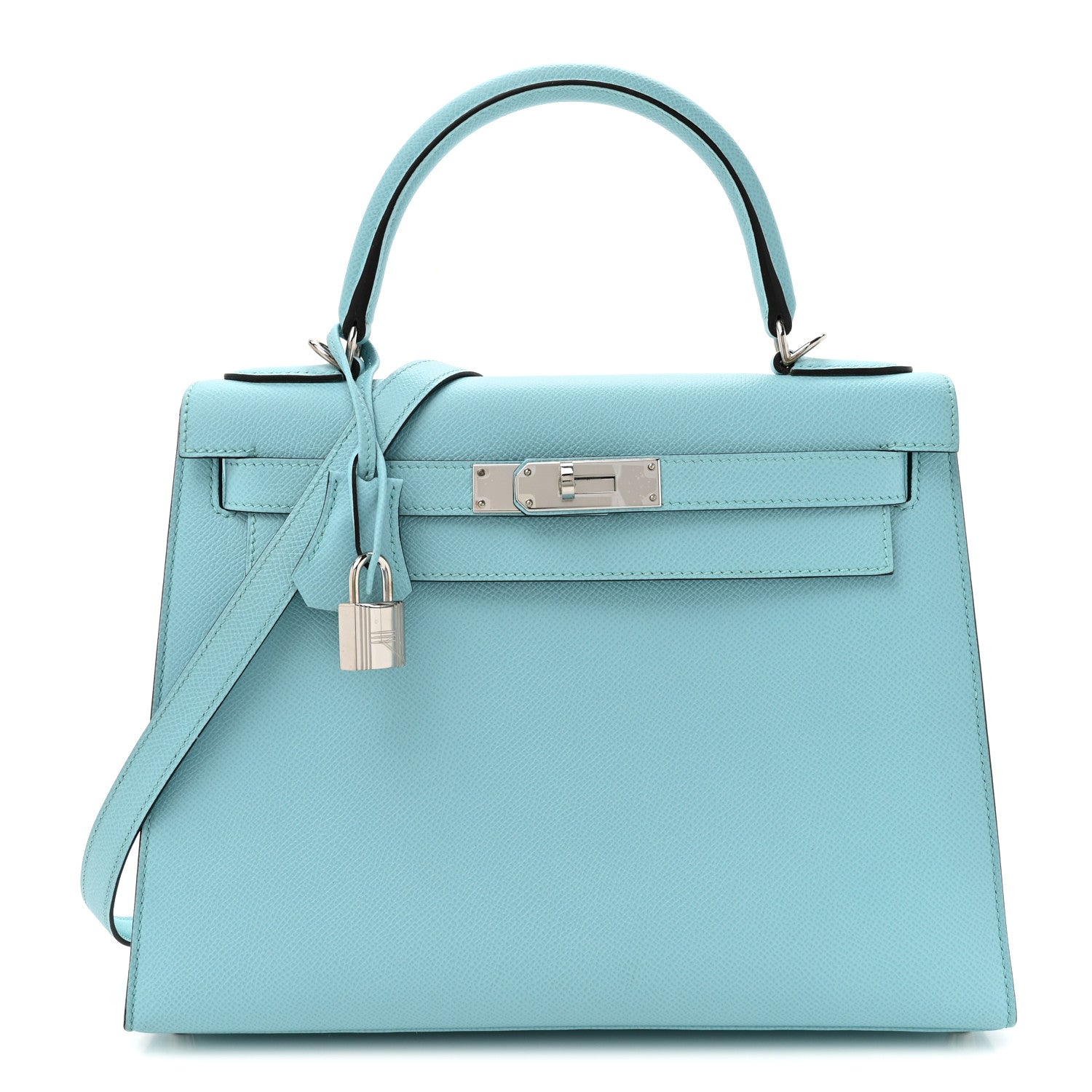 Hermes Kelly 28 Sellier Bleu Atoll Epsom Silver Hardware