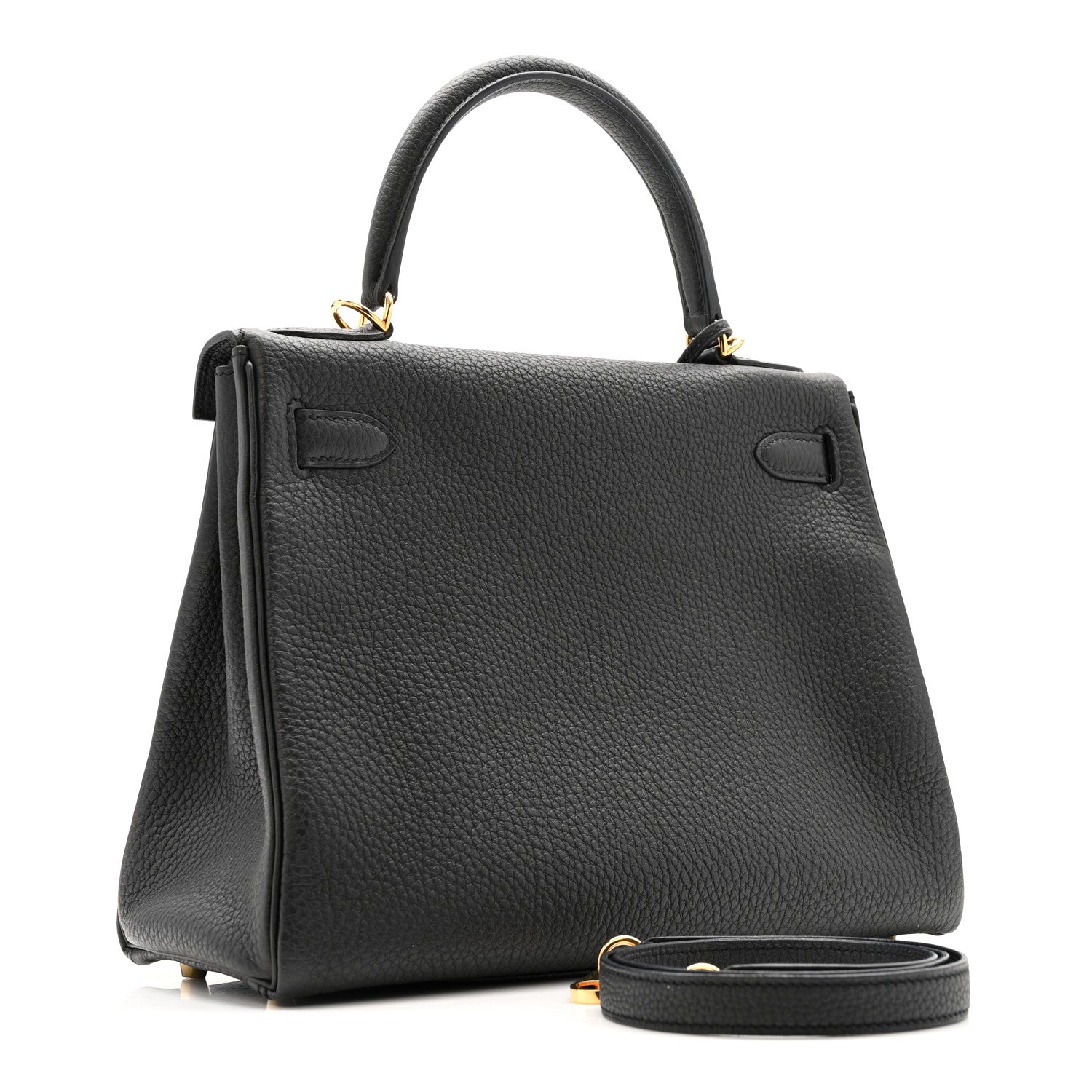 HERMES KELLY 28 RETOURNE BLACK TOGO GOLD HARDWARE