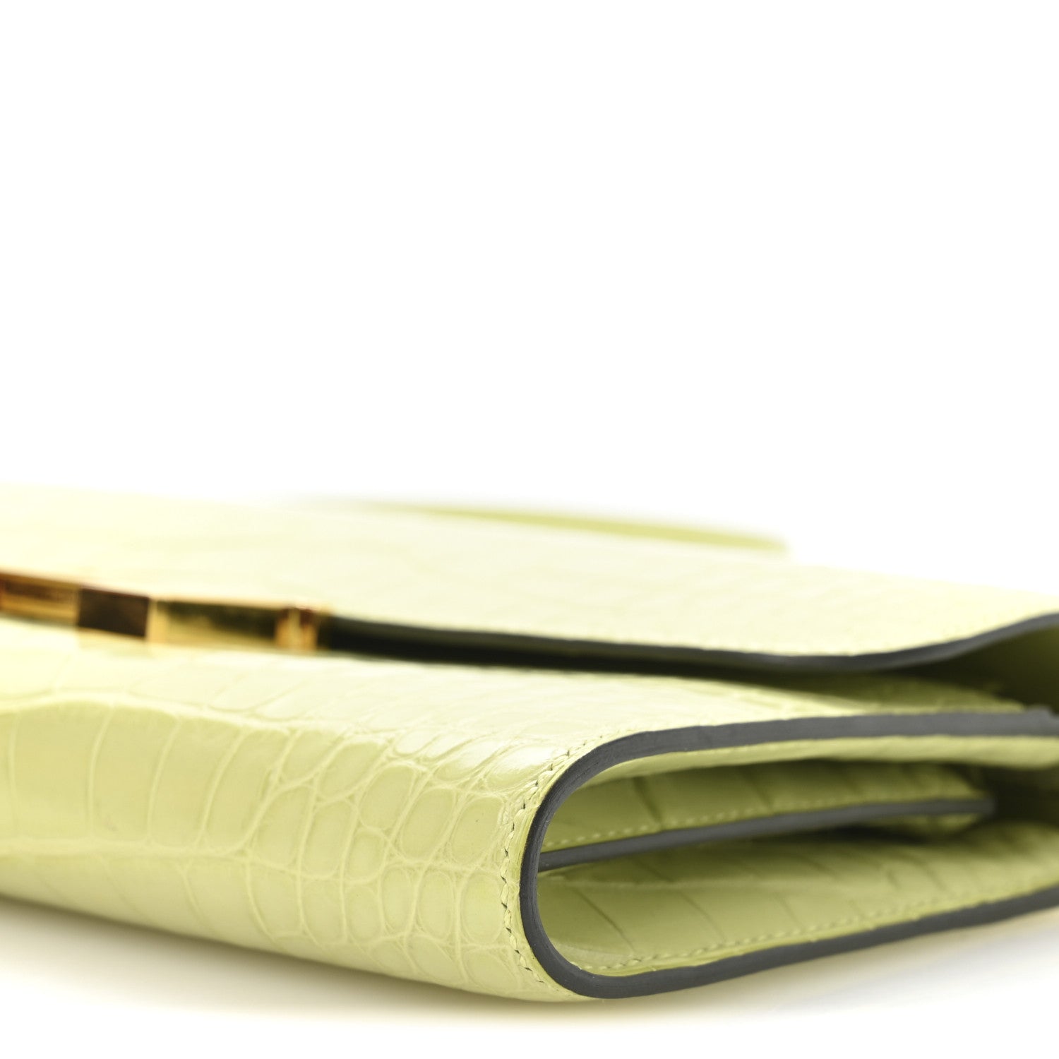 HERMES CONSTANCE TO GO WALLET JAUNE BOURGEON MATTE ALLIGATOR GOLD HARDWARE