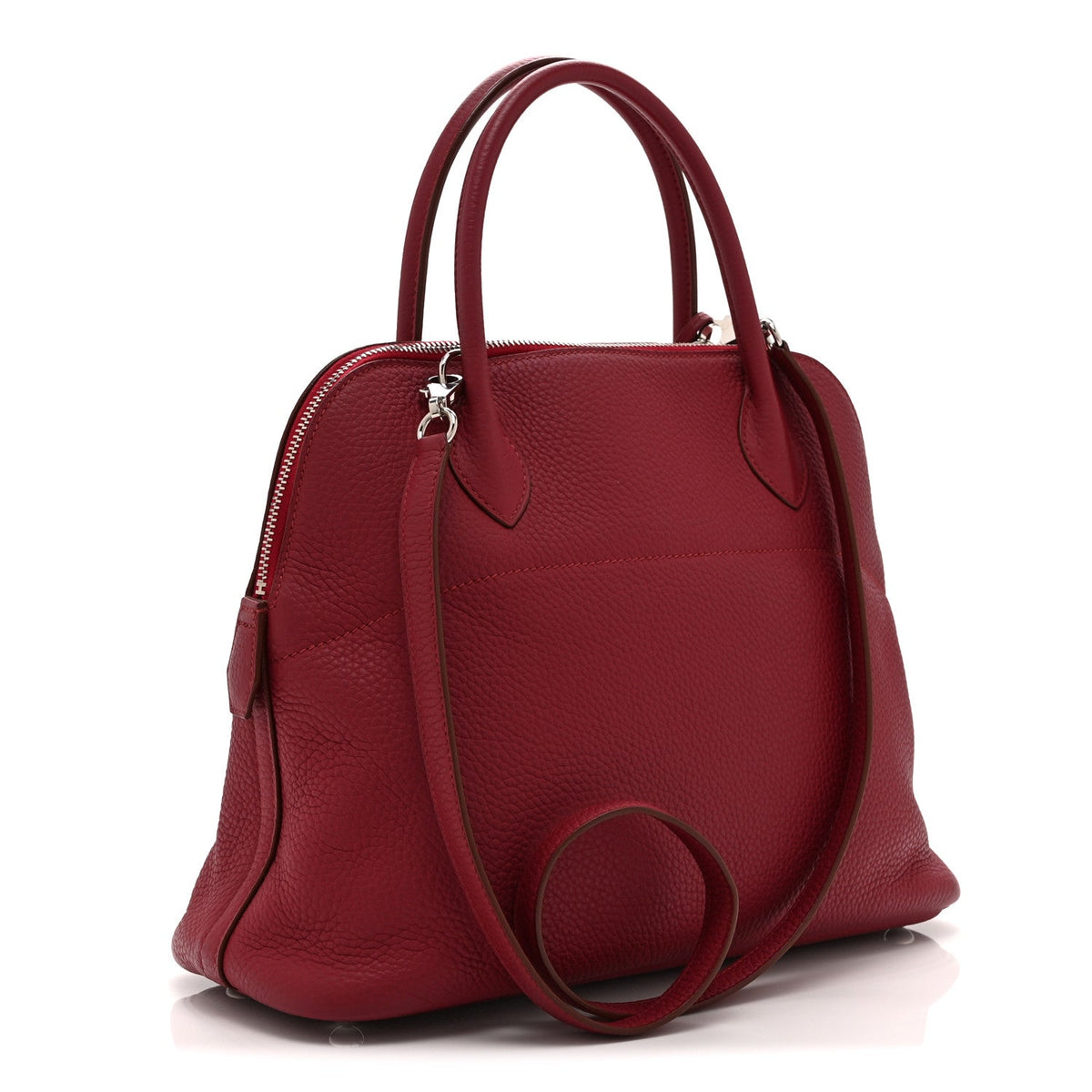 Hermes Bolide 31 Rubis Taurillon Clemence Silver Hardware